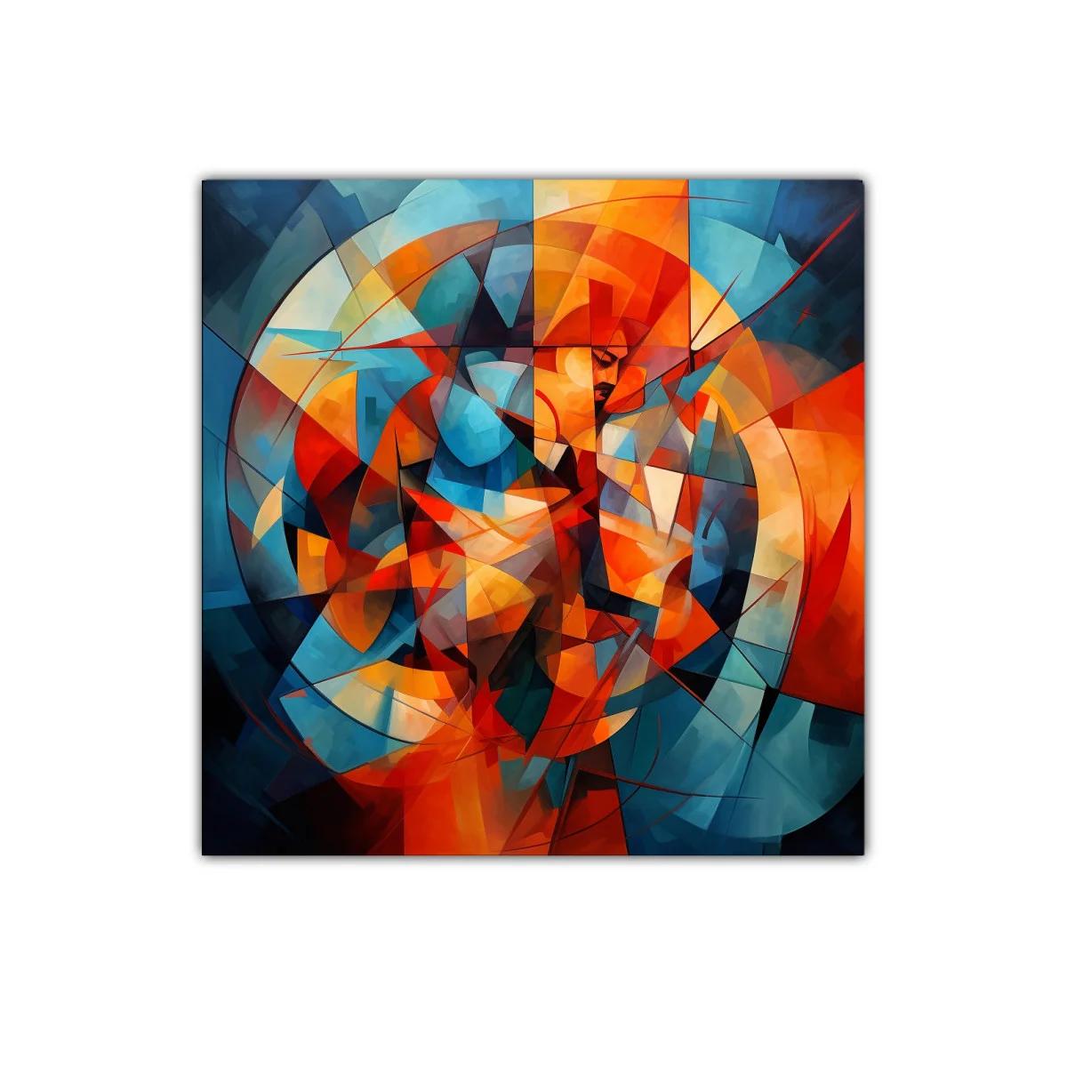 Composición abstracta vibrante con figuras geométricas y colores intensos