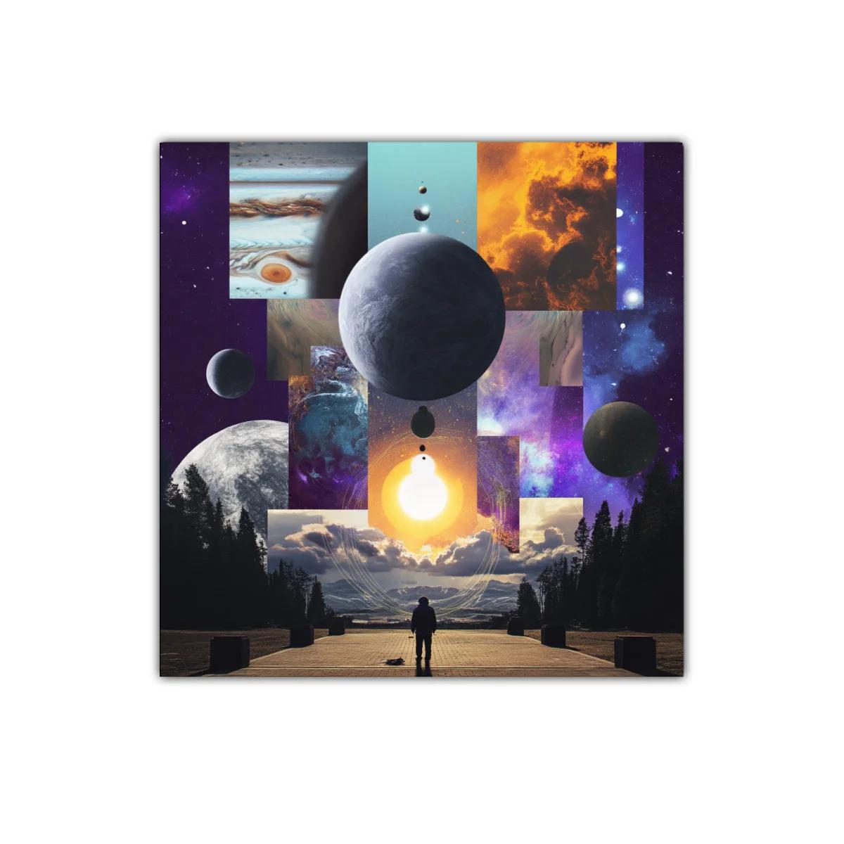 Viaje cósmico entre planetas y luces en colores vibrantes — imagen principal