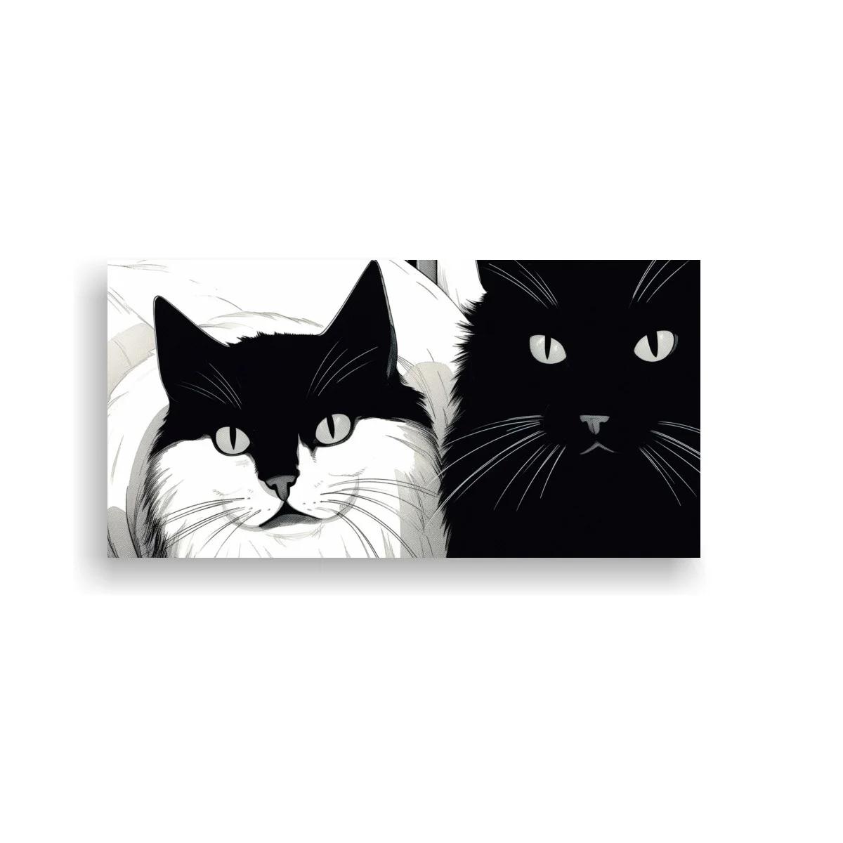 Cuadro dos gatos de pelo largo con fondo liso claro