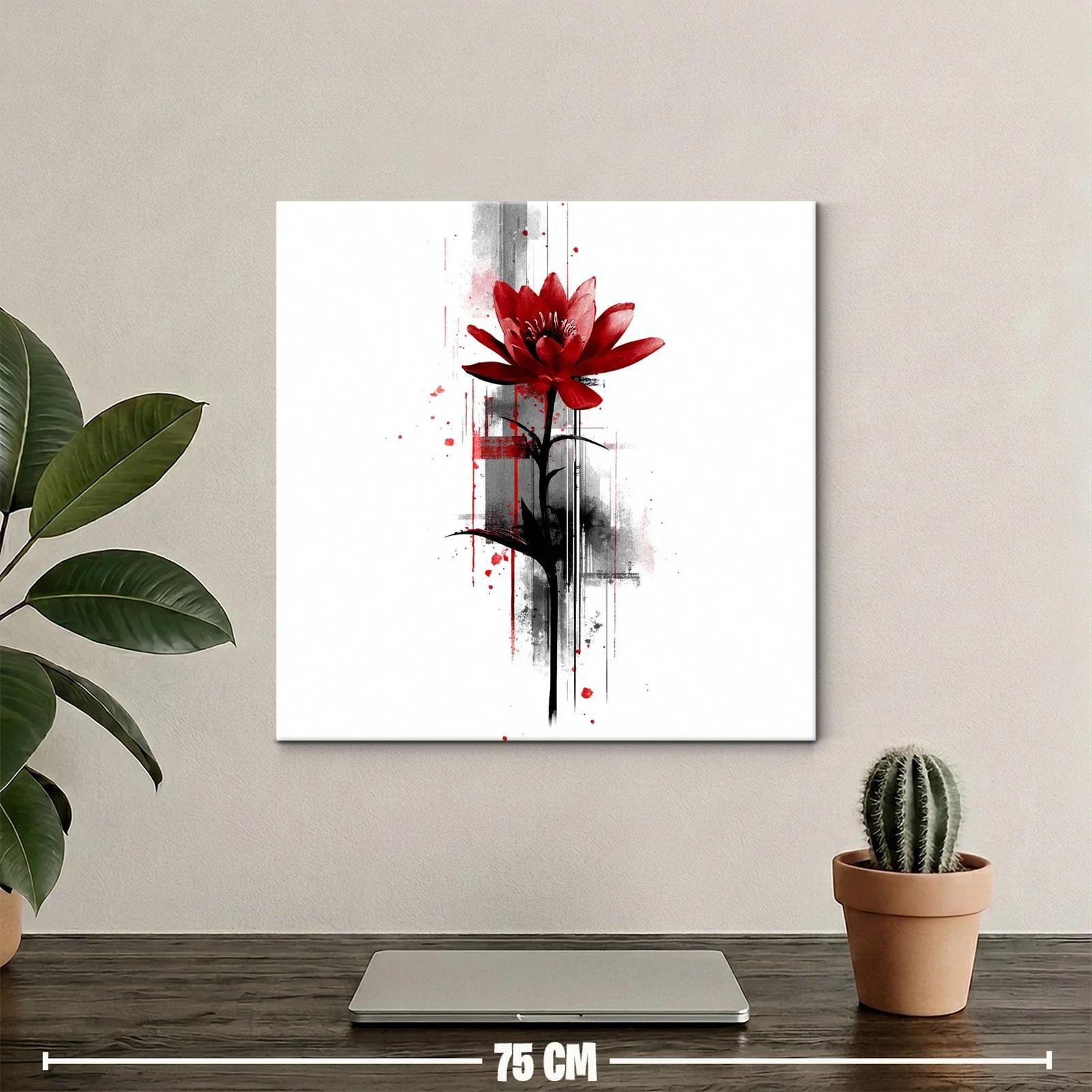 Flor roja con fondo abstracto en contraste elegante — miniatura 2