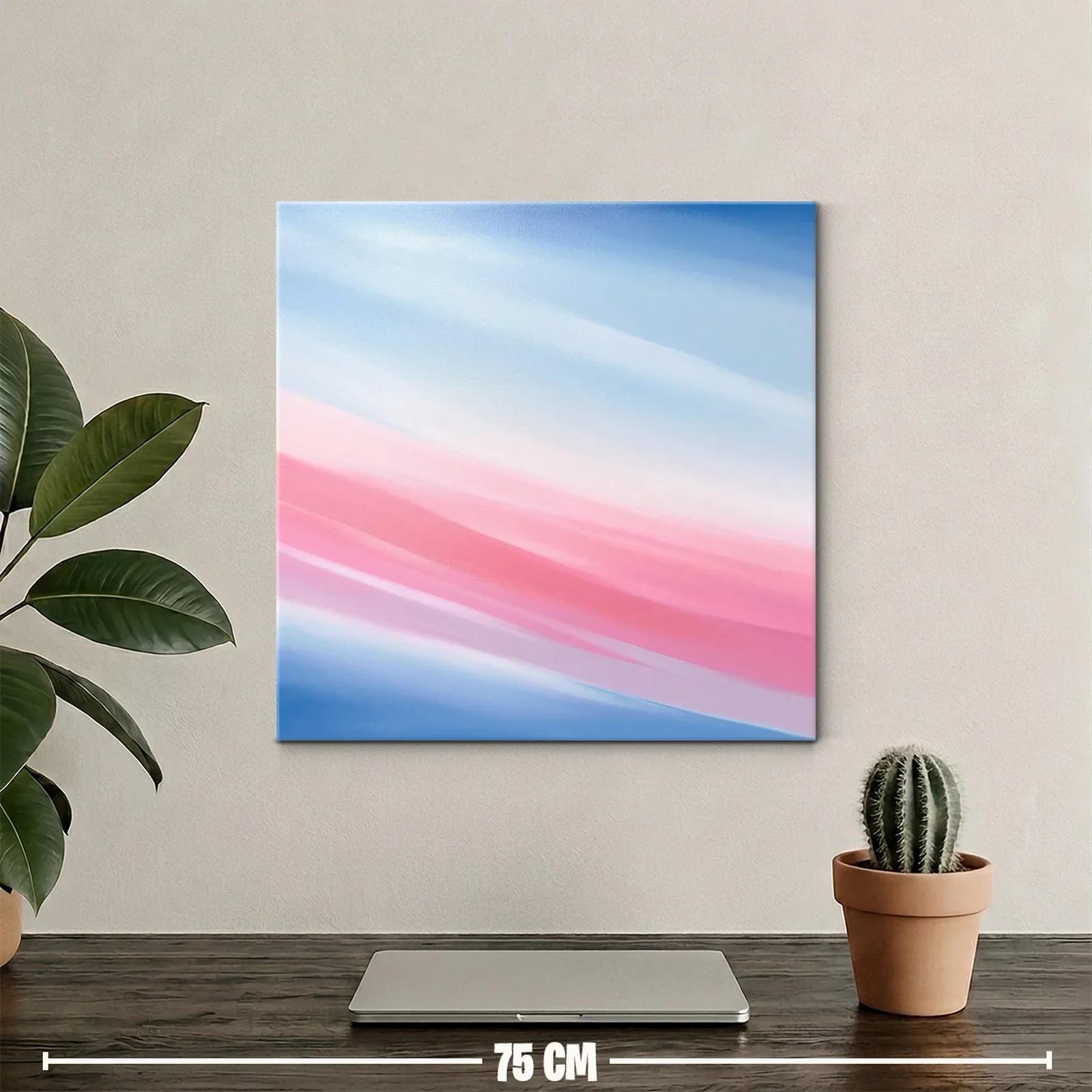 Cuadro abstracto con tonos azules y rosas degradados — miniatura 2