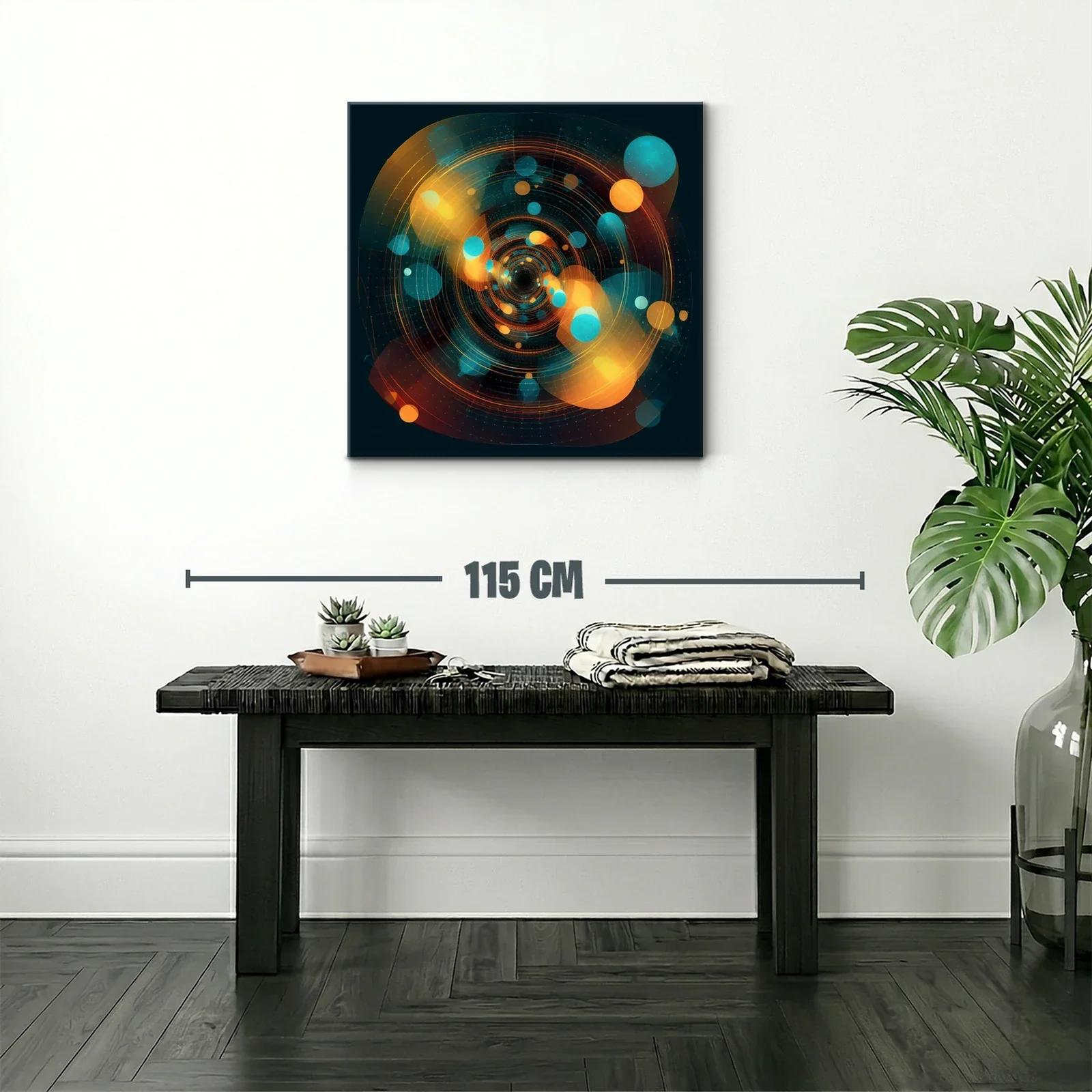 Cuadro abstracto con esferas y patrones circulares vibrantes — miniatura 2