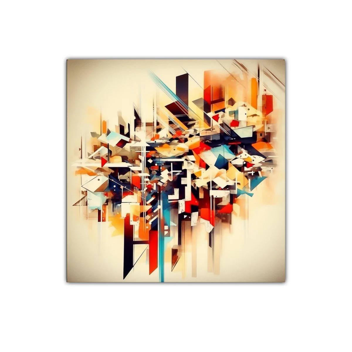 Composición abstracta con formas geométricas y colores vivos