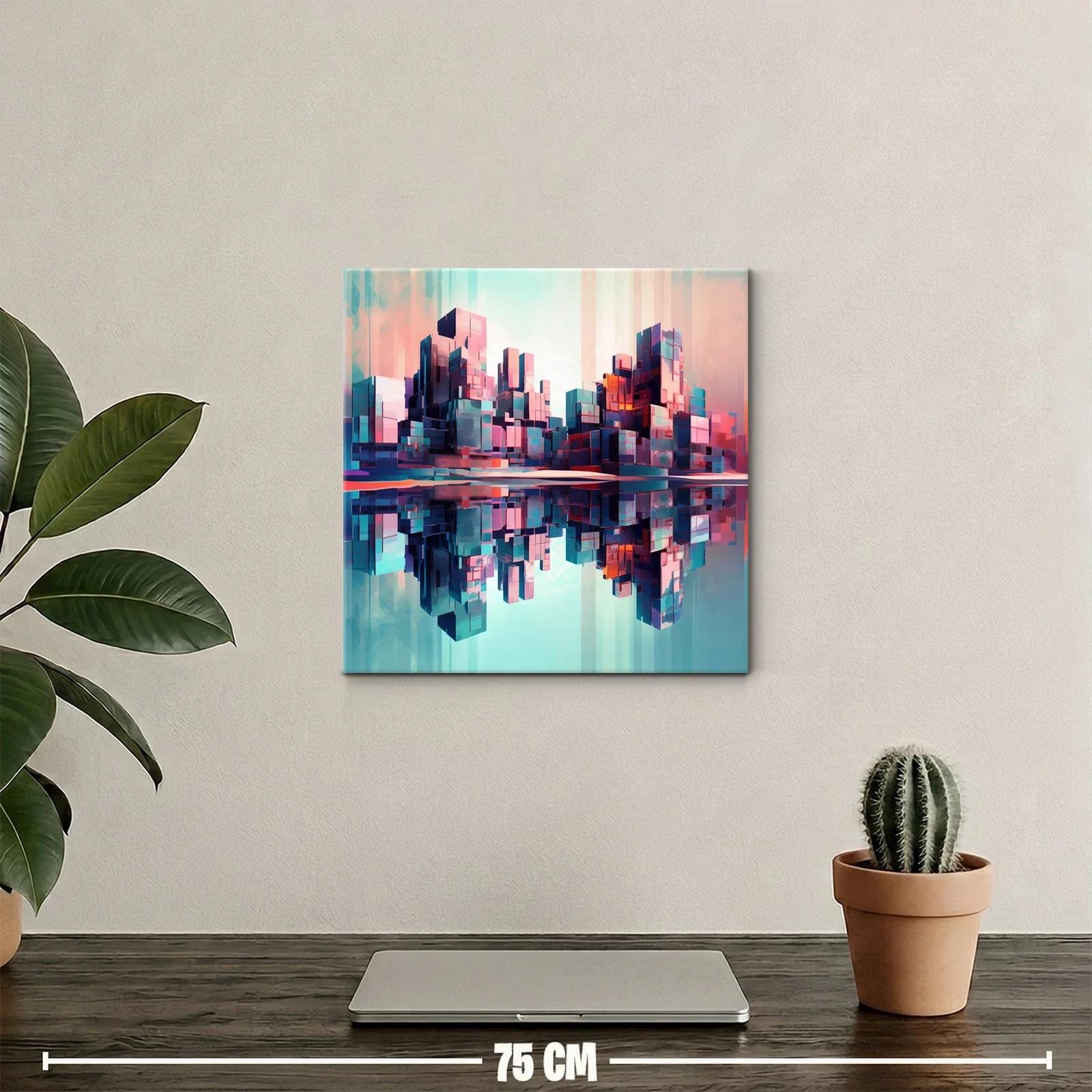 Ciudad futurista reflejada en tonos vibrantes y suaves — miniatura 2