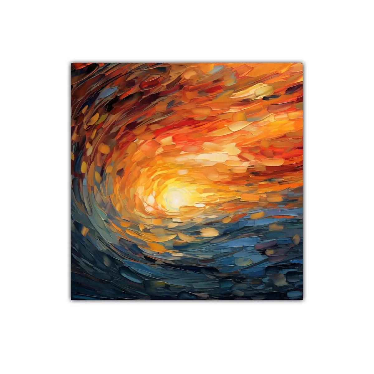 Cuadro abstracto con remolino de colores cálidos y fríos — imagen principal