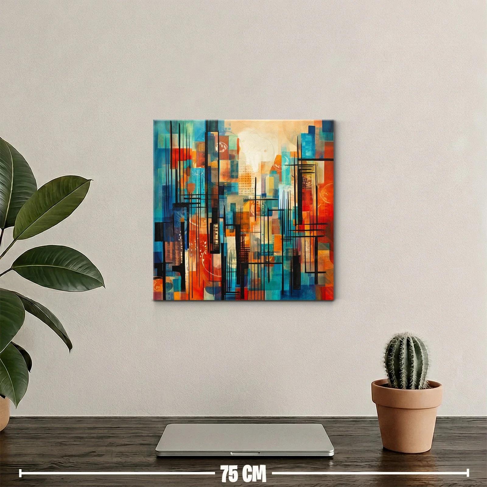 Composición abstracta urbana en tonos cálidos y fríos — miniatura 2