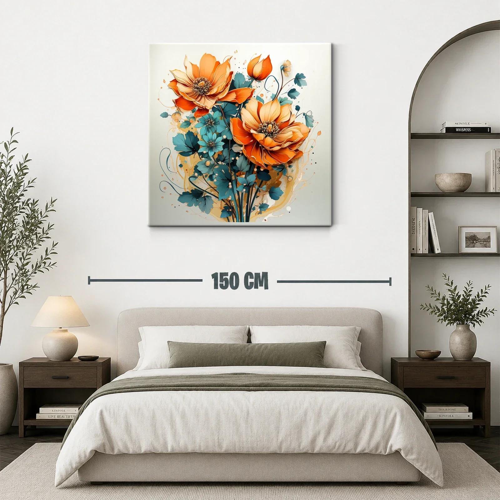 Exuberante ramo floral con vibrantes tonos naranja y azul — miniatura 3