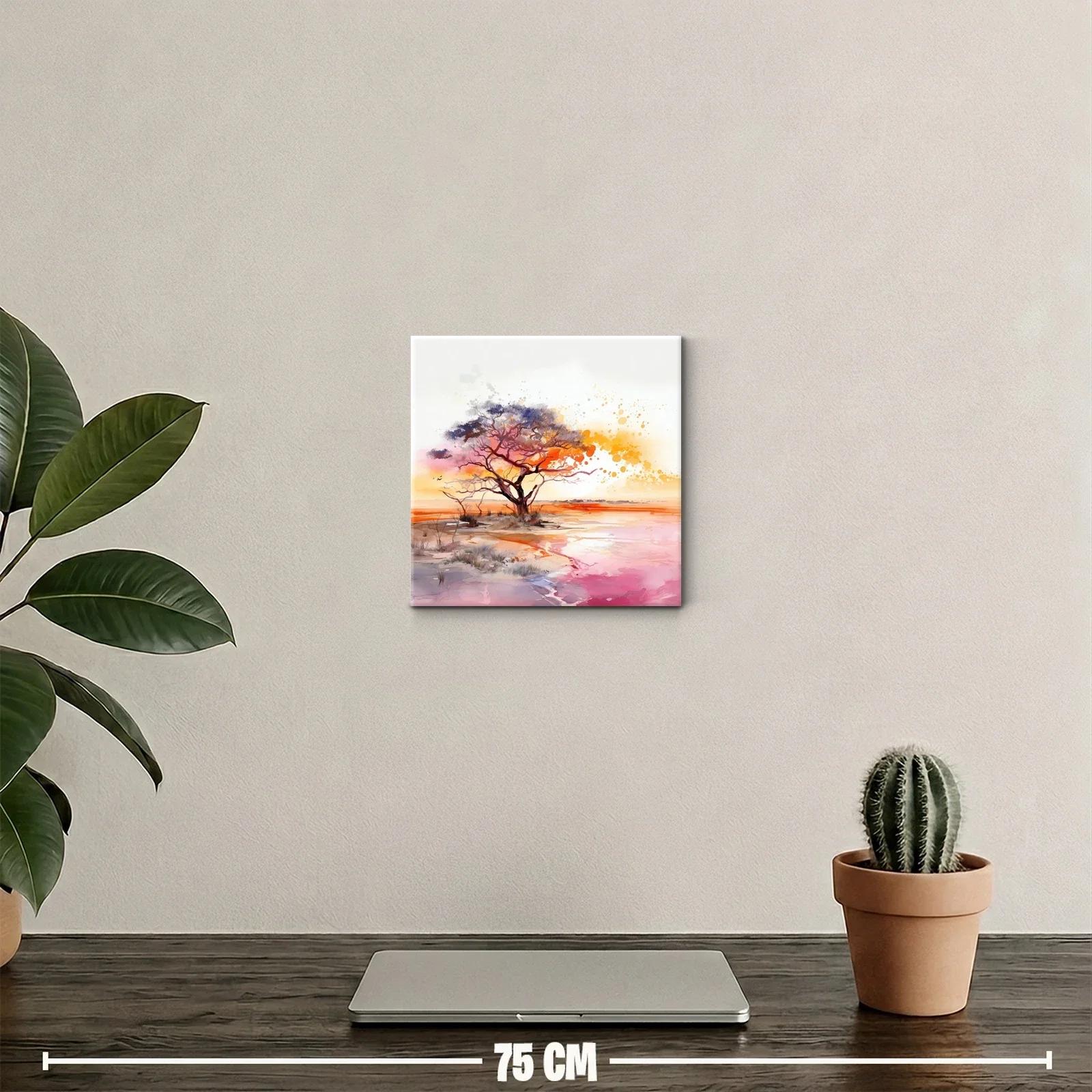 Atardecer vibrante con árbol en paisaje sereno — miniatura 2