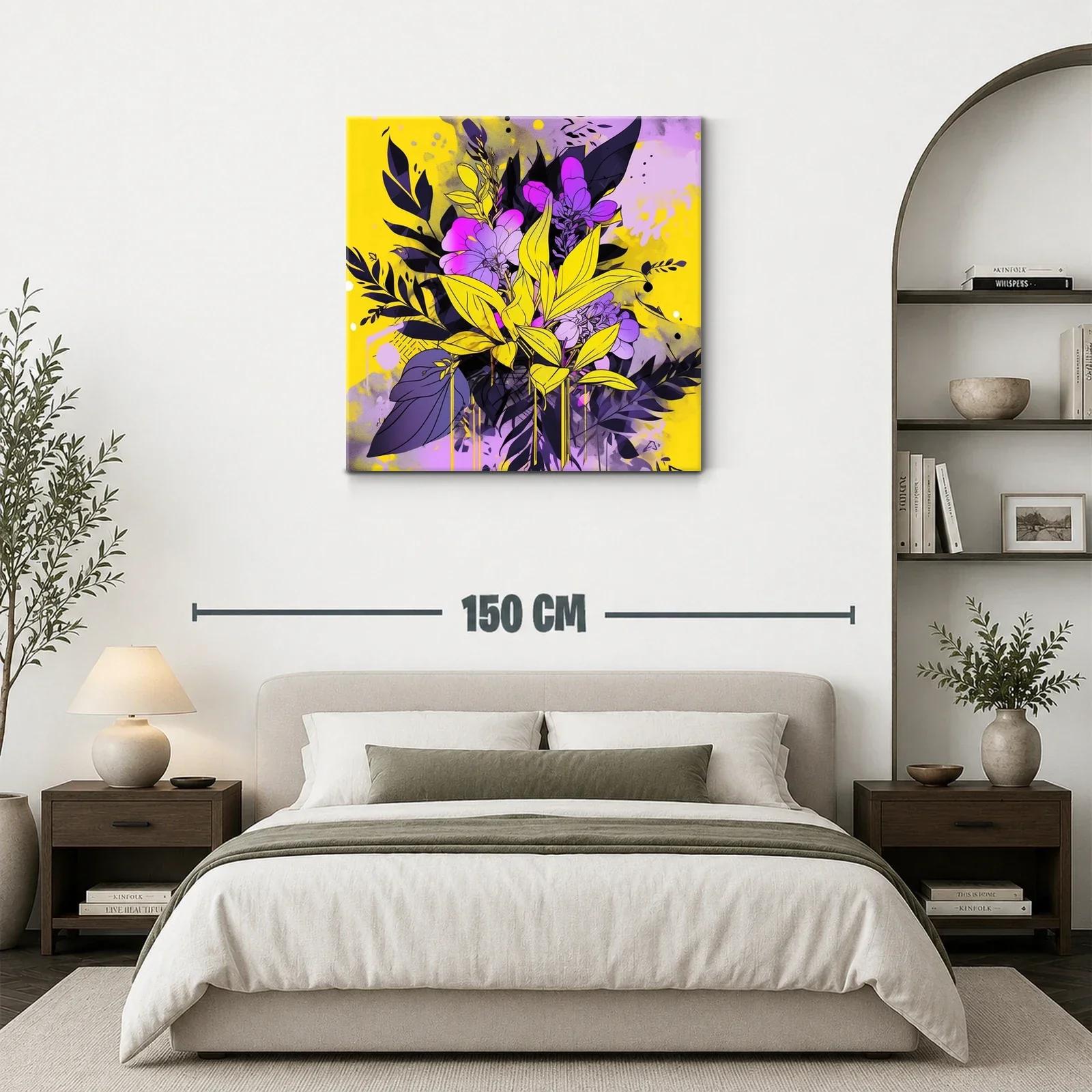 Composición floral vibrante en tonos violetas y amarillos — miniatura 3