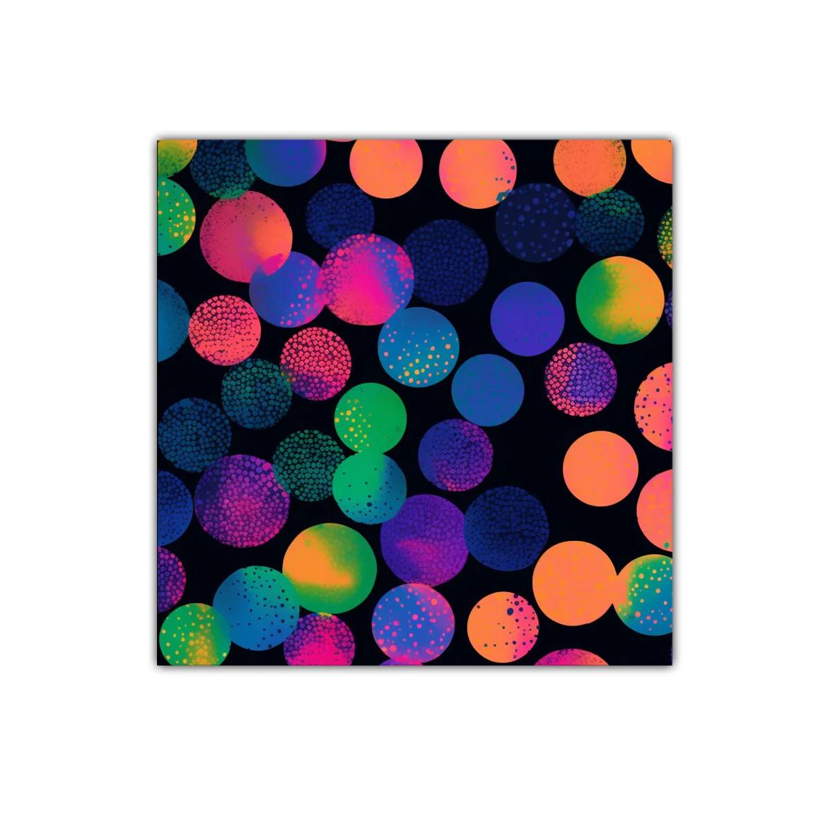 Cuadro abstracto de círculos multicolor sobre fondo negro — imagen principal