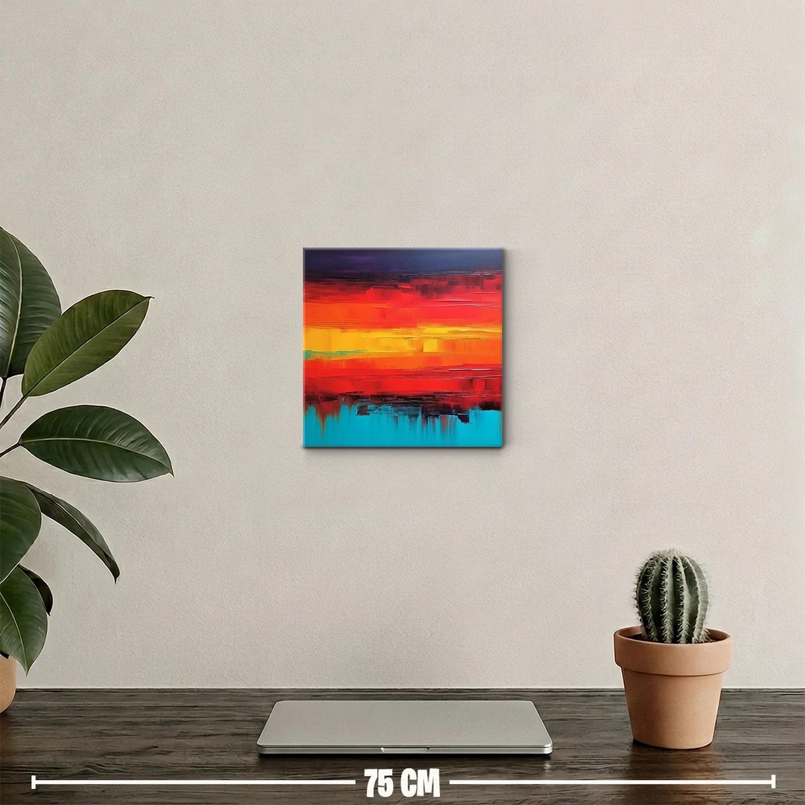 Cuadro abstracto con vibrantes tonos cálidos y fríos — miniatura 2