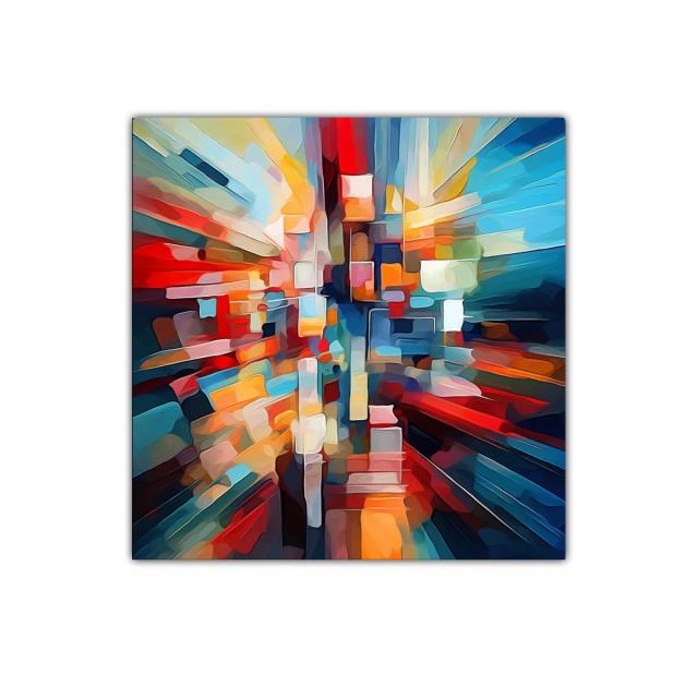 Cuadro abstracto con vibrantes colores y formas dinámicas