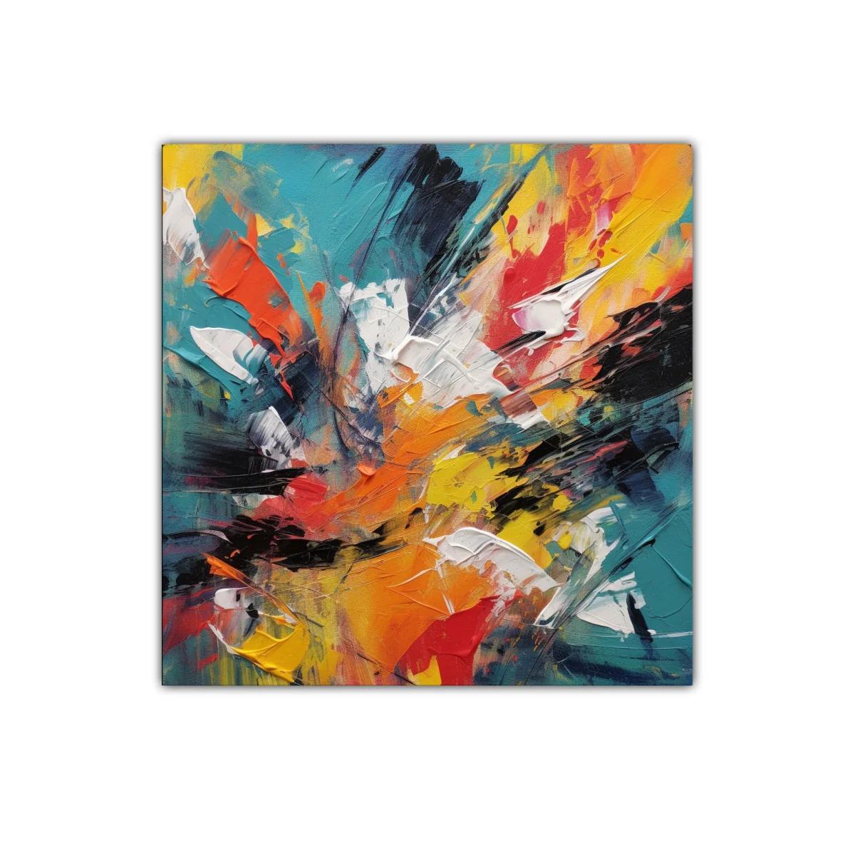 Cuadro abstracto con explosión de colores vibrantes — miniatura 1