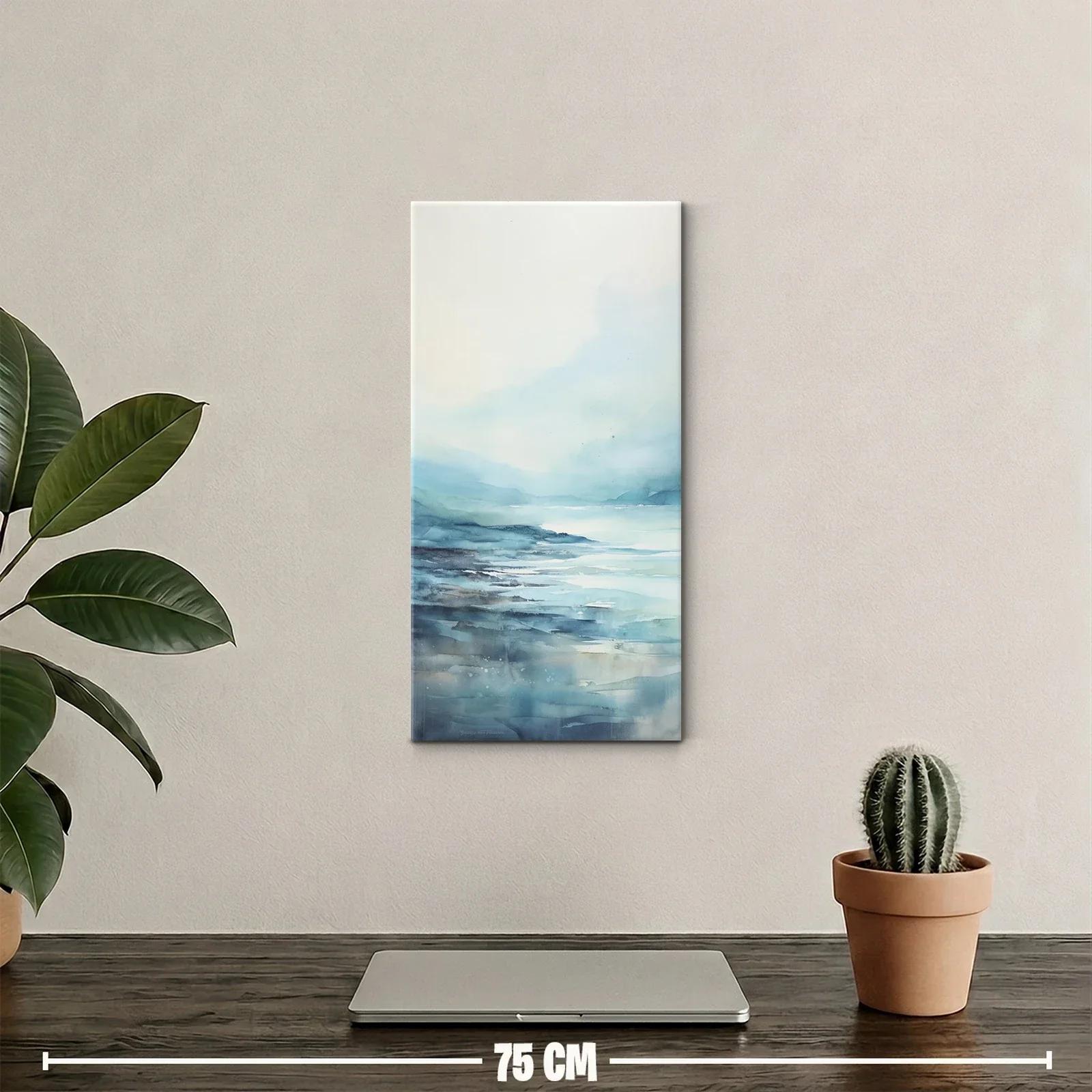 Cuadro mar abstracto brumoso con bandas azul gris — miniatura 2