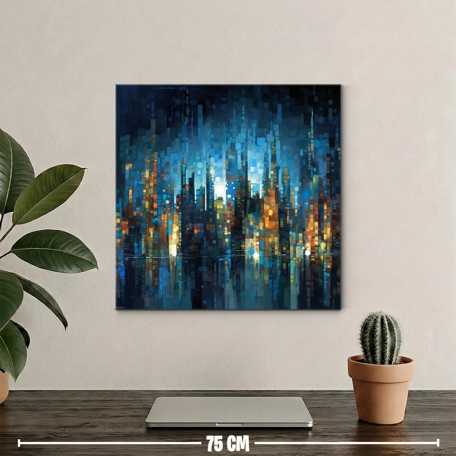 Cuadro arte moderno ciudad nocturna vibrante — miniatura 2