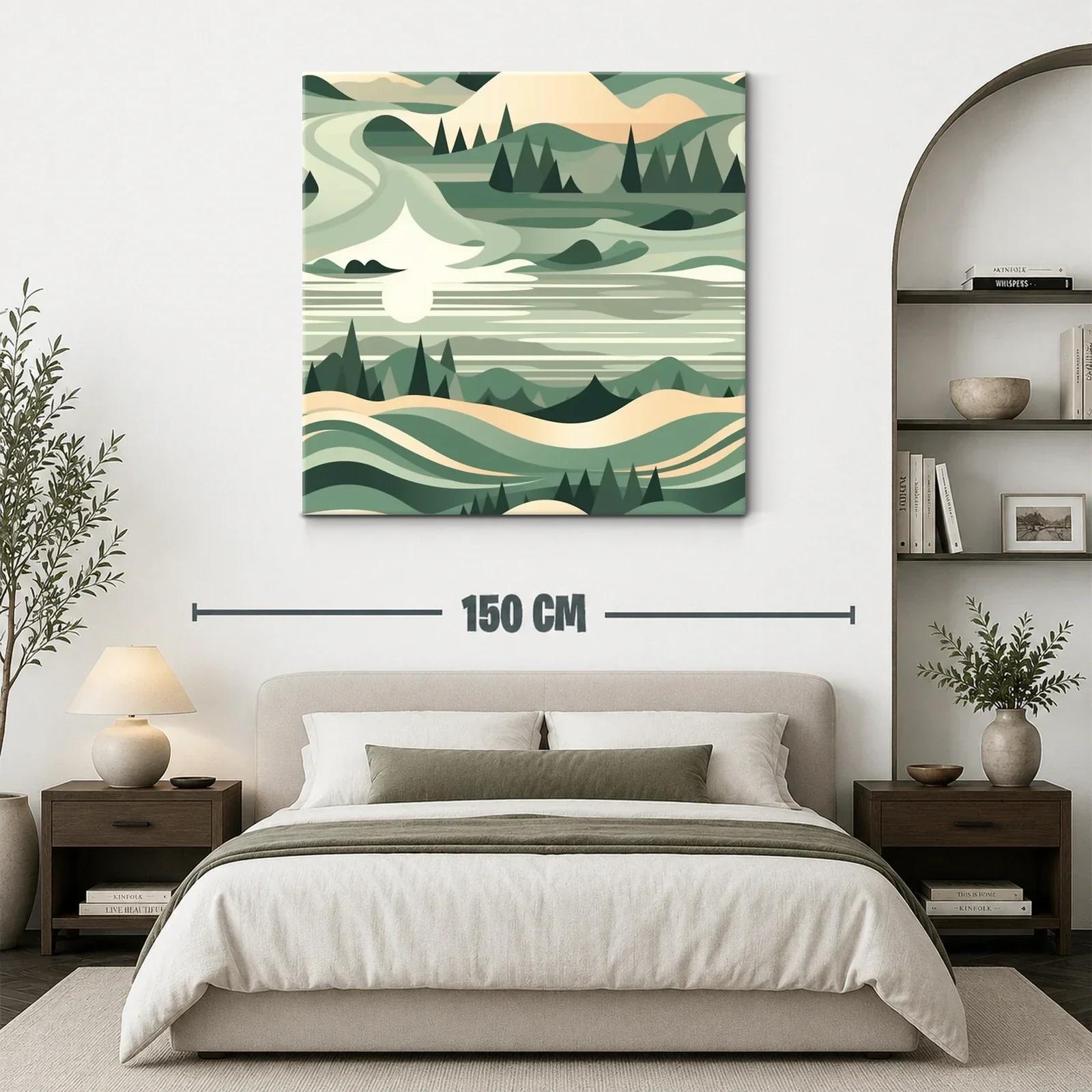 Paisaje abstracto en tonos verdes y beige — miniatura 3