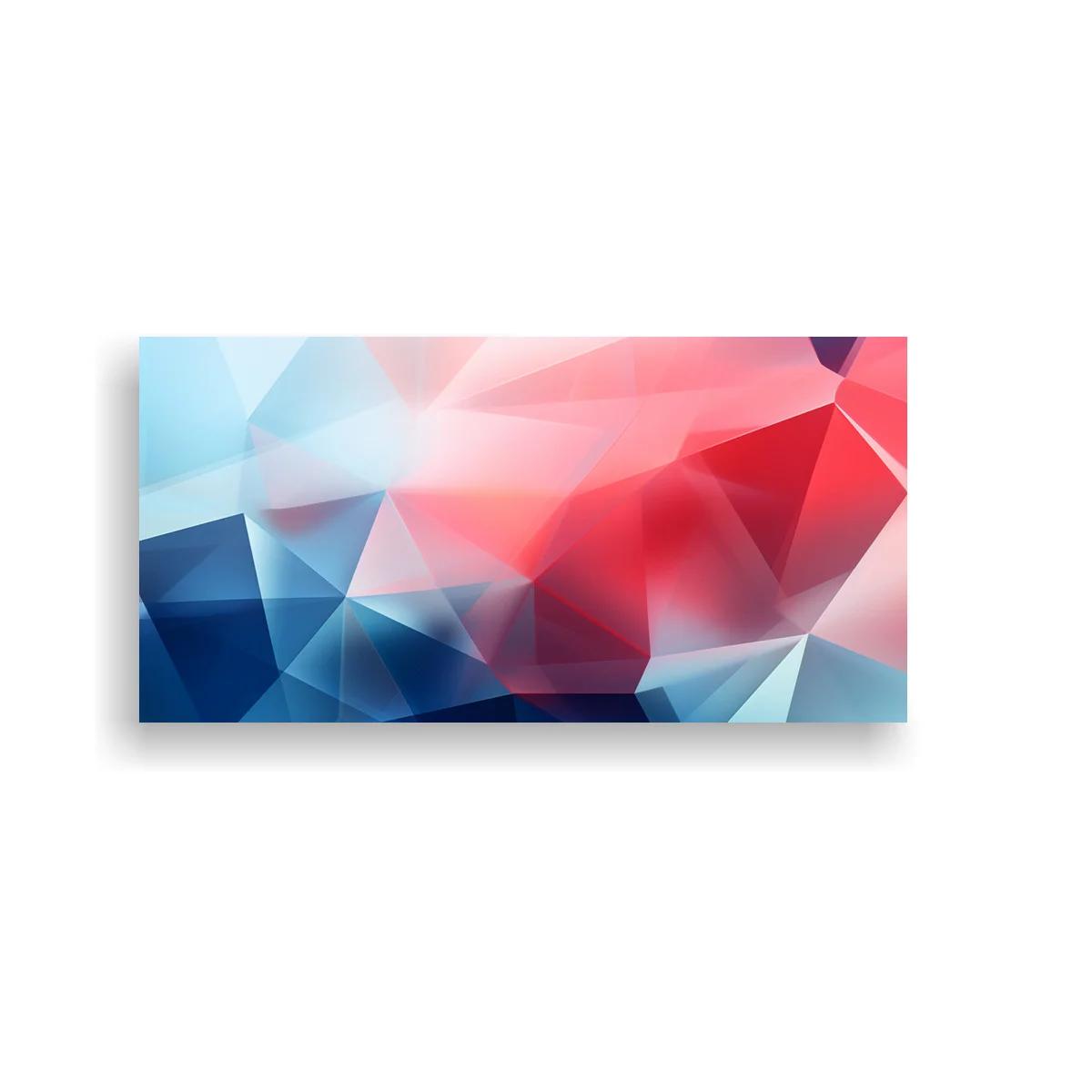 Cuadro geométrico de facetas poligonales en azul rojo y blanco — imagen principal