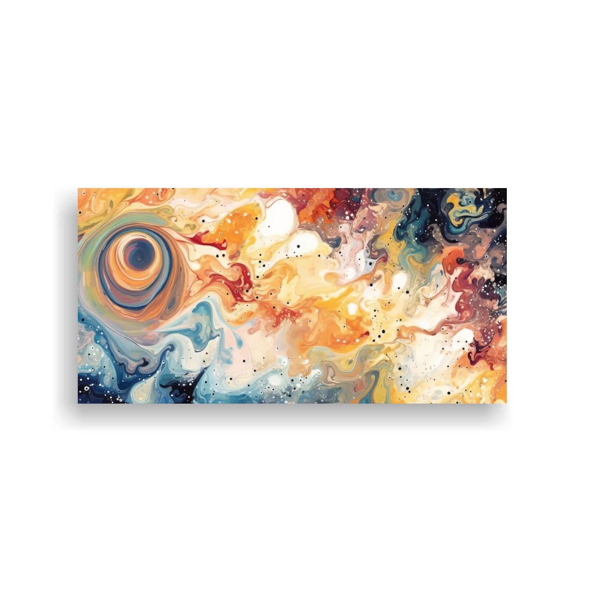Cuadro remolino cósmico abstracto en tonos azules y carmesí — imagen principal