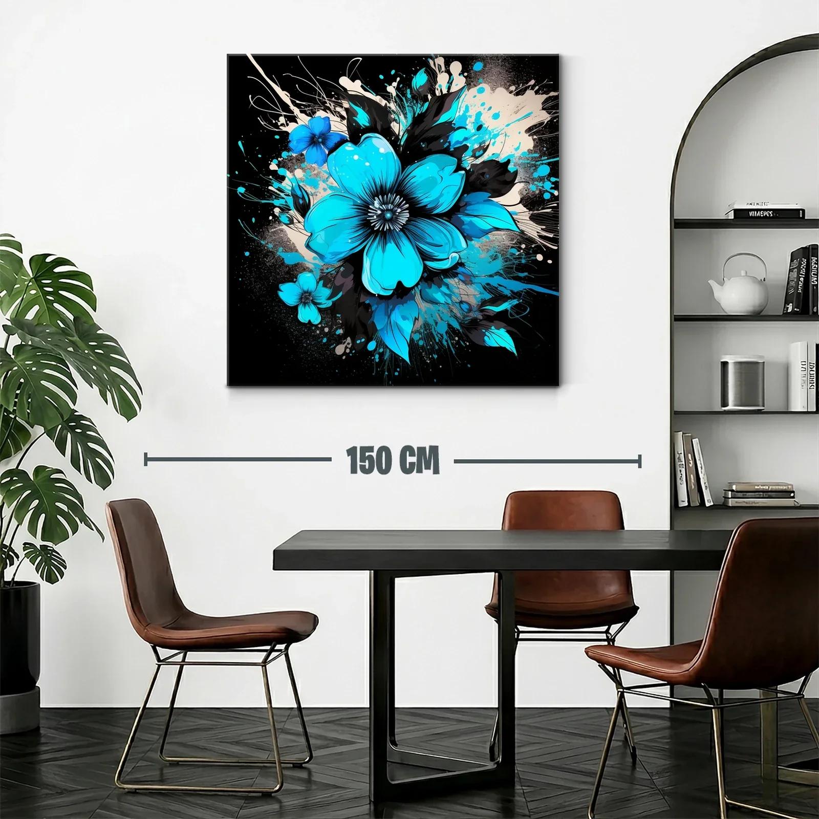 Floral azul vibrante con fondo oscuro y contrastes intensos — miniatura 2