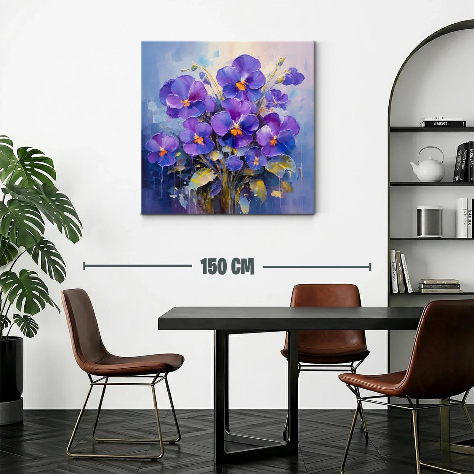 Cuadro moderno con flamantes flores violetas y detalles cálidos — miniatura 2