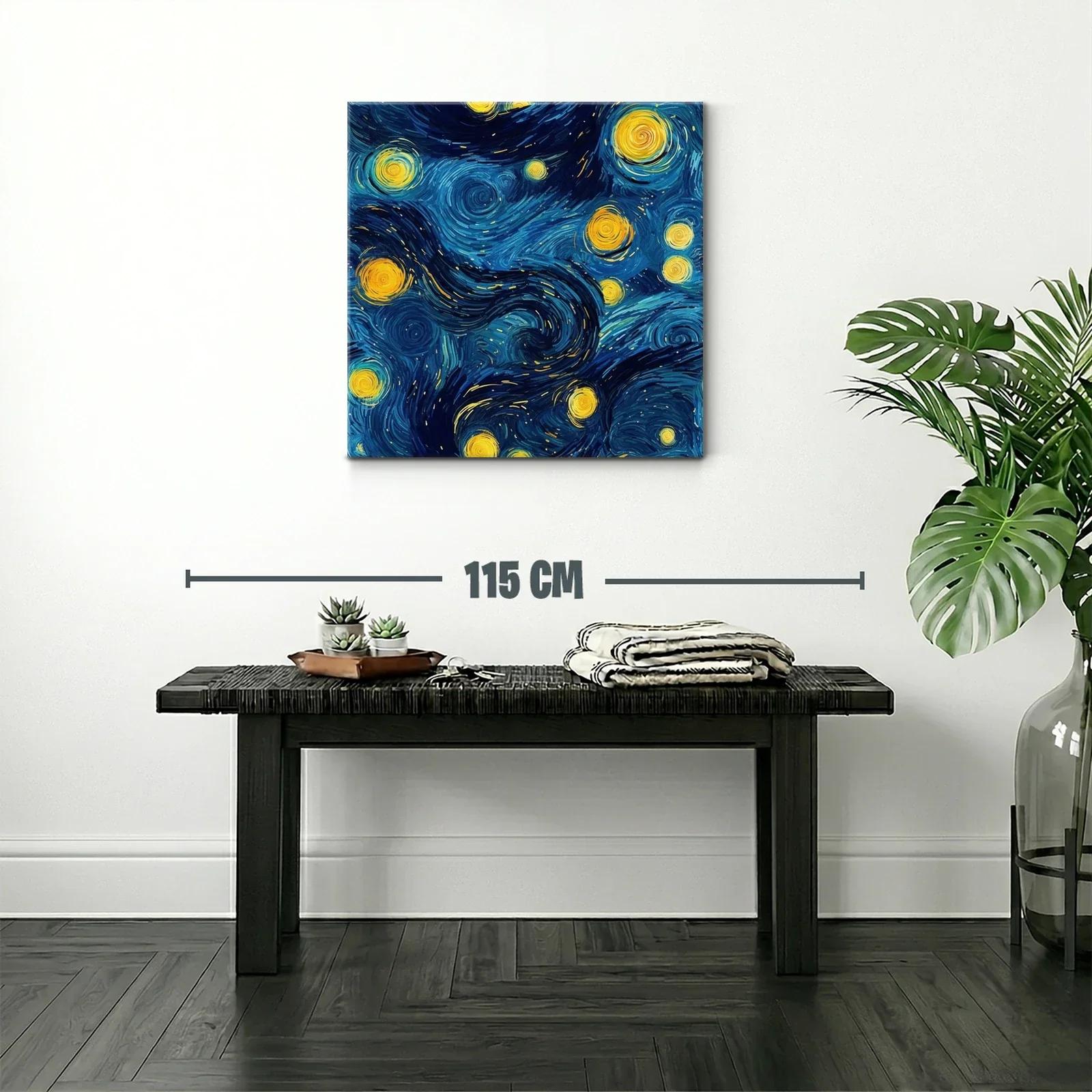 Cuadro vibrante con cielo estrellado en tonos azules y amarillos — miniatura 2