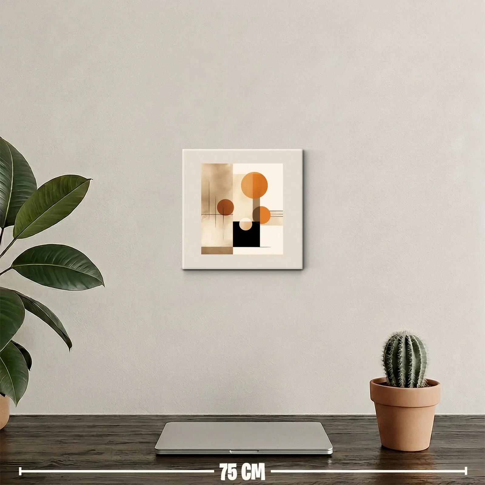 Cuadro decorativo con formas geométricas y tonos cálidos — miniatura 2