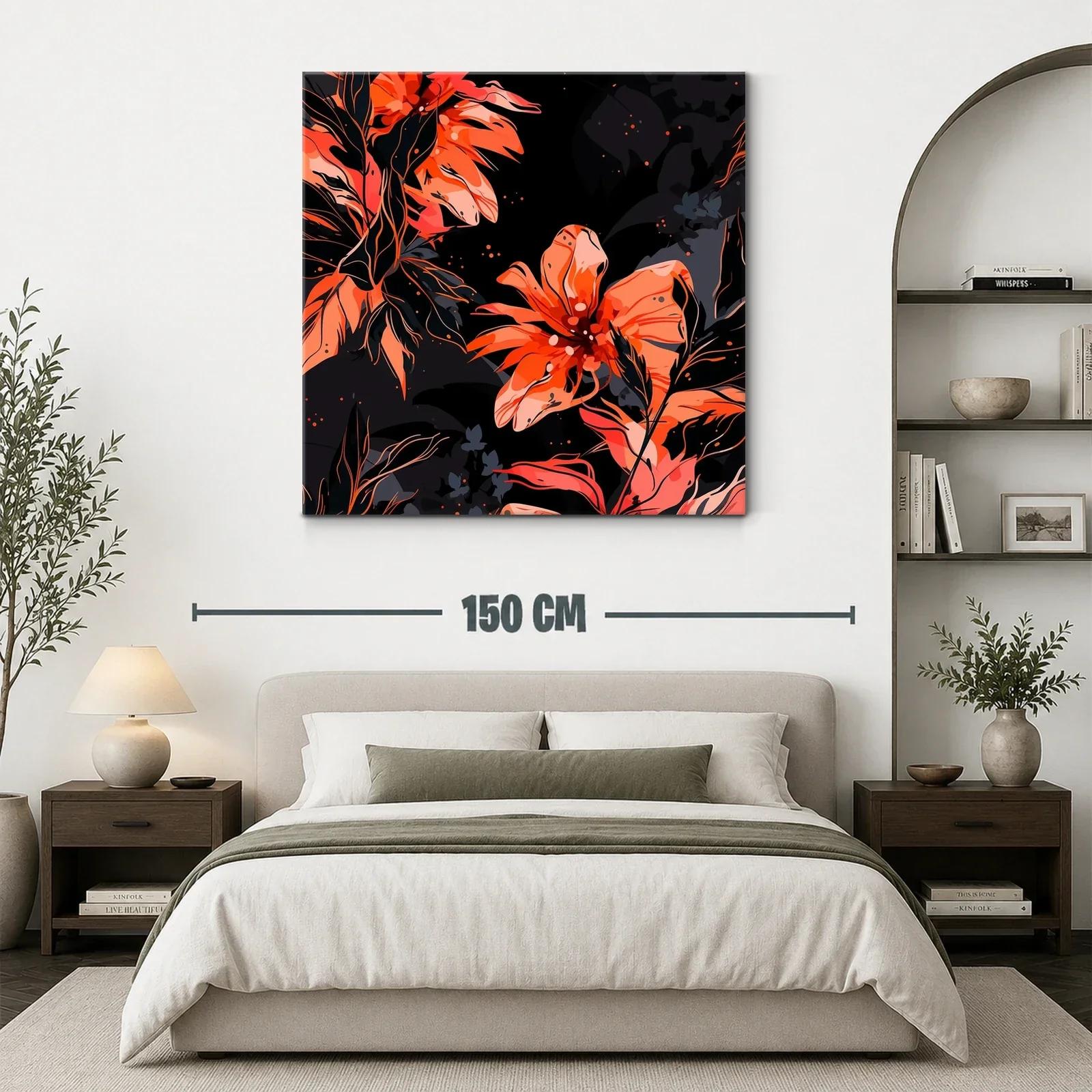 Flores vibrantes en tonos cálidos sobre fondo oscuro — miniatura 3