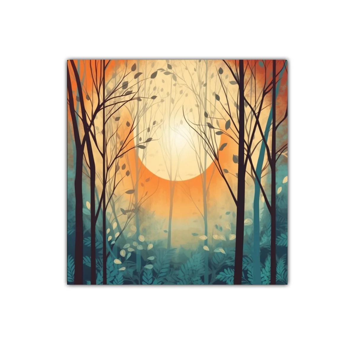 Bosque al amanecer con atmósfera cálida y serena — miniatura 1