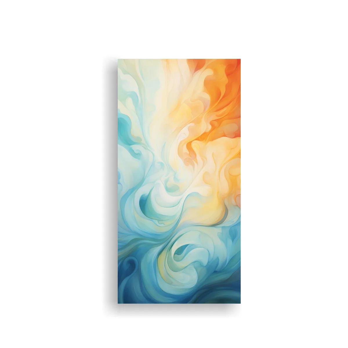 Cuadro remolinos de color abstractos en azul turquesa y naranja — imagen principal