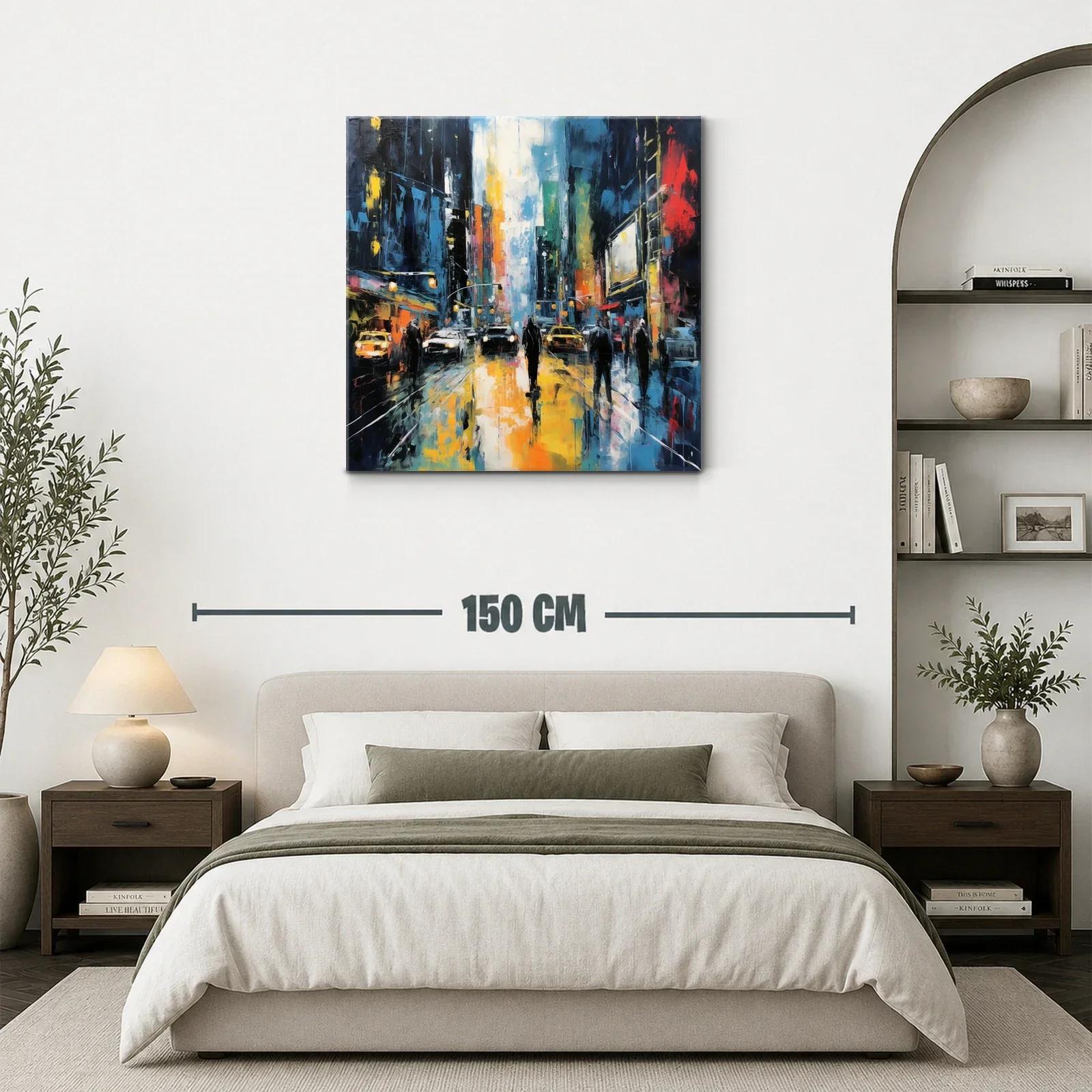 Vibrante ciudad nocturna con reflejos en calles mojadas — miniatura 3