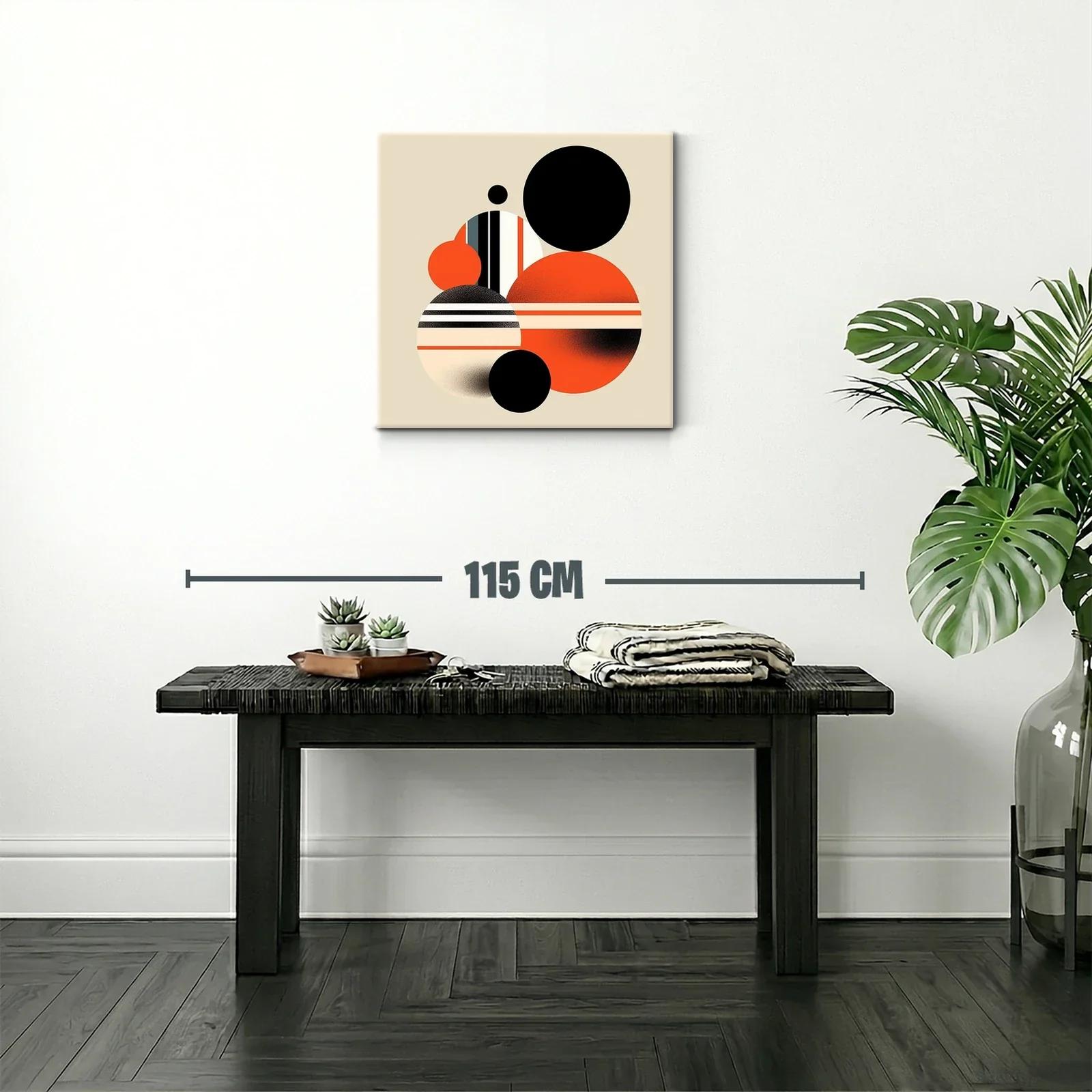 Composición geométrica con círculos en tonos negro y naranja — miniatura 2