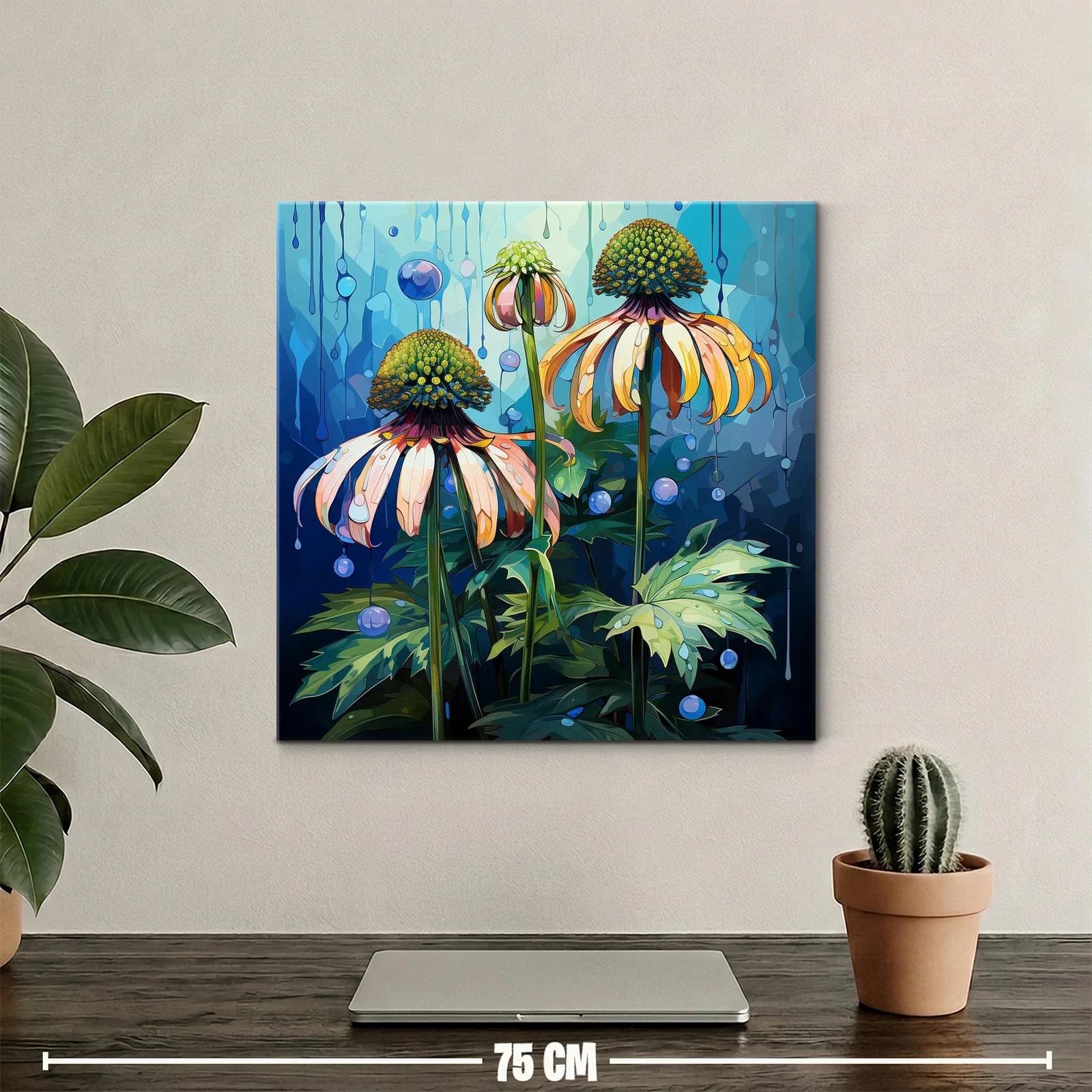 Flores abstractas en tonalidades frías y cálidas vibrantes — miniatura 2