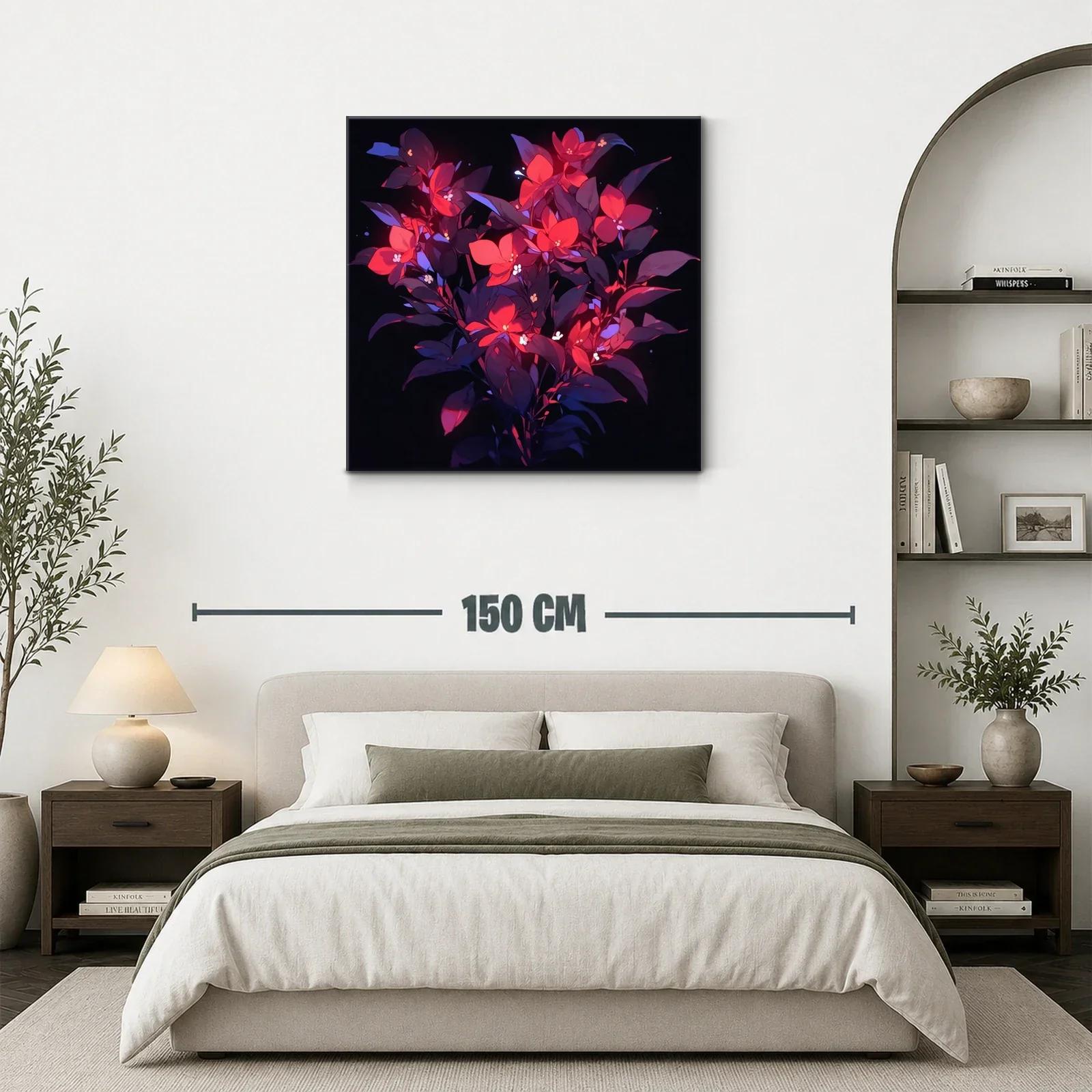 Ramo vibrante con flores rojas y hojas violetas intensas — miniatura 3