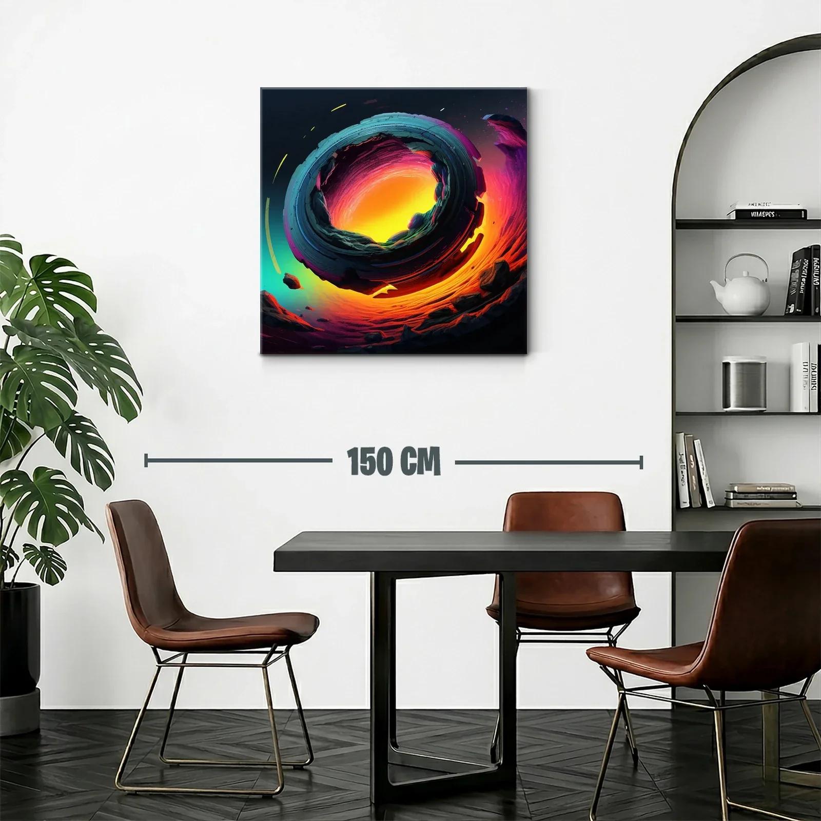 Cuadro abstracto con espiral de fuego y tonos vibrantes — miniatura 2