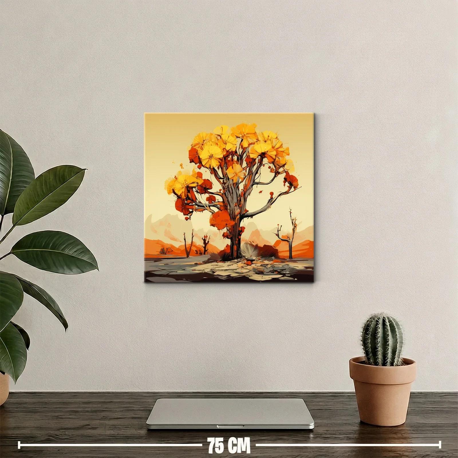 Árbol de tonos cálidos en paisaje abstracto vibrante — miniatura 2