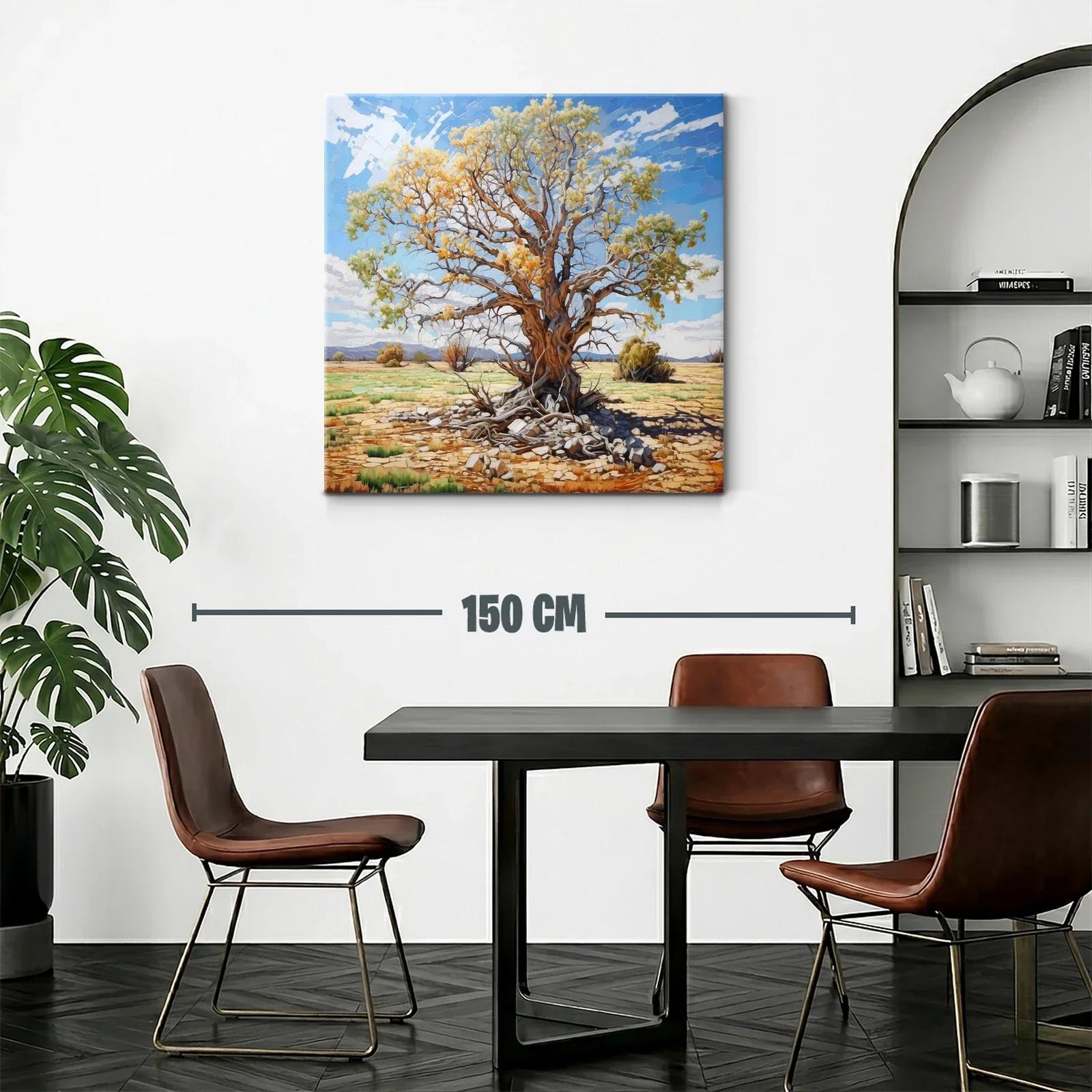 Árbol con hojas doradas en paisaje soleado — miniatura 2