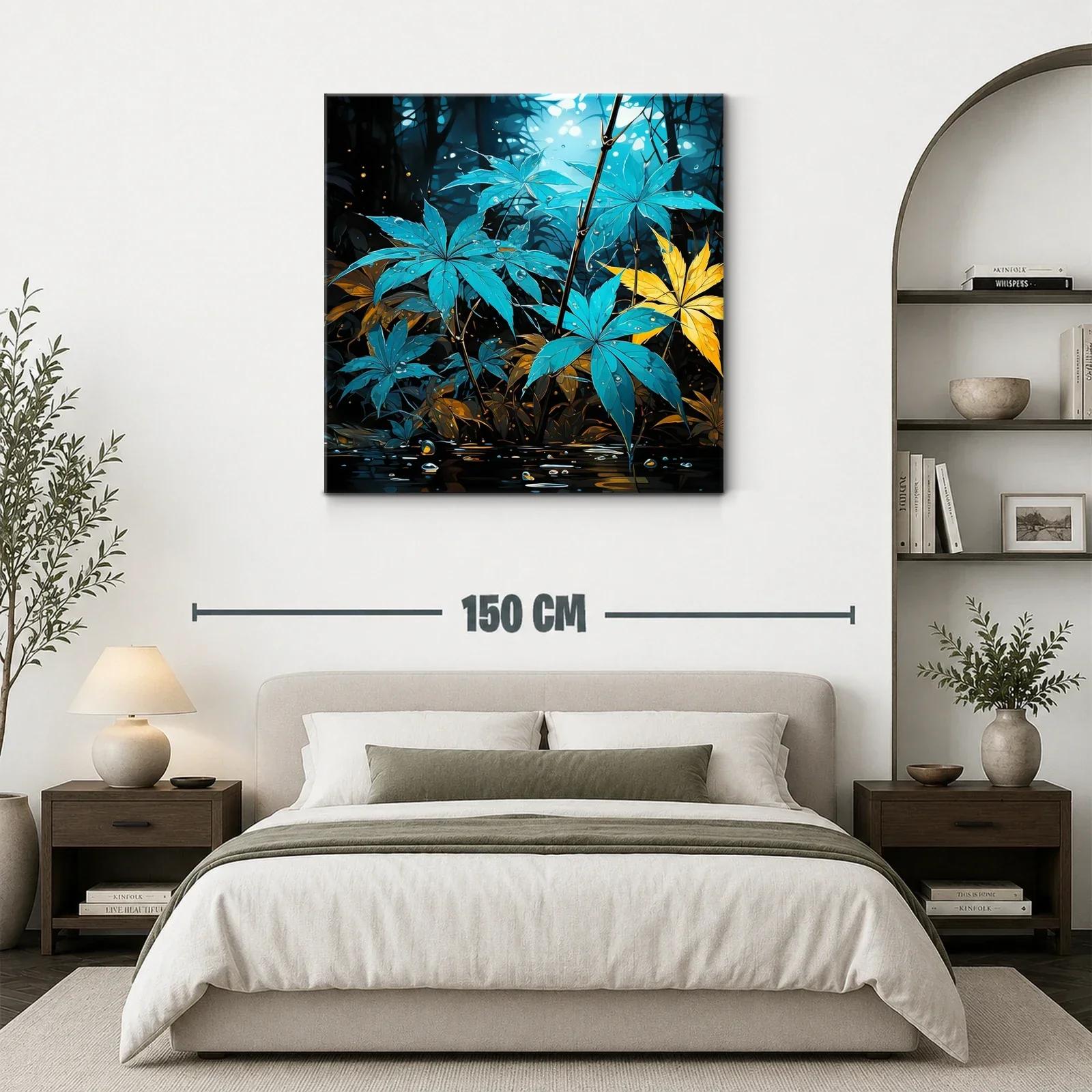 Hojas vibrantes entre luces y naturaleza azul y amarilla — miniatura 3