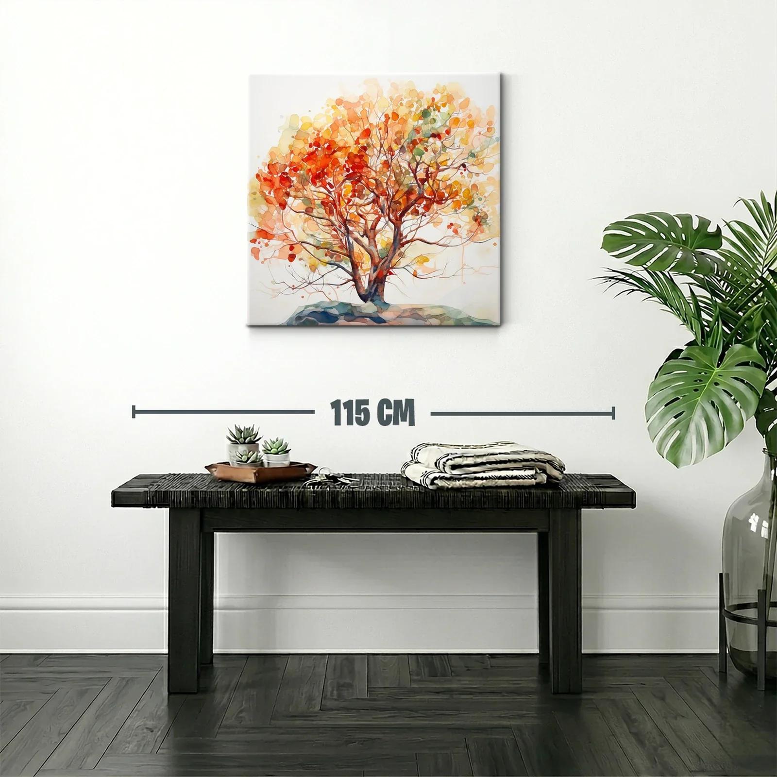 Árbol otoñal con cálidos tonos anaranjados y rojos vibrantes — miniatura 2