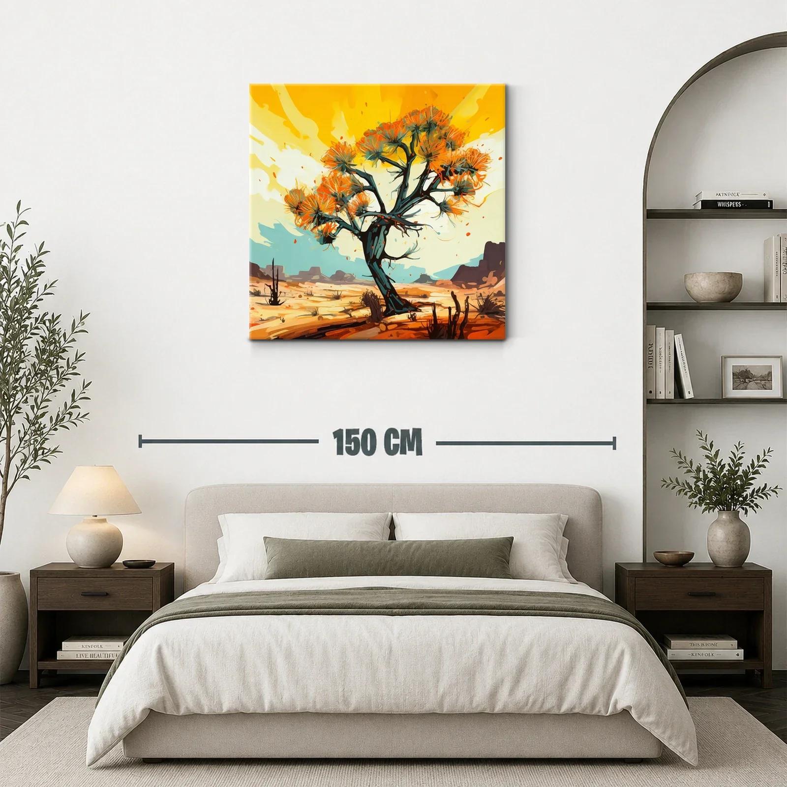 Árbol vibrante en paisaje desértico con tonos cálidos — miniatura 3
