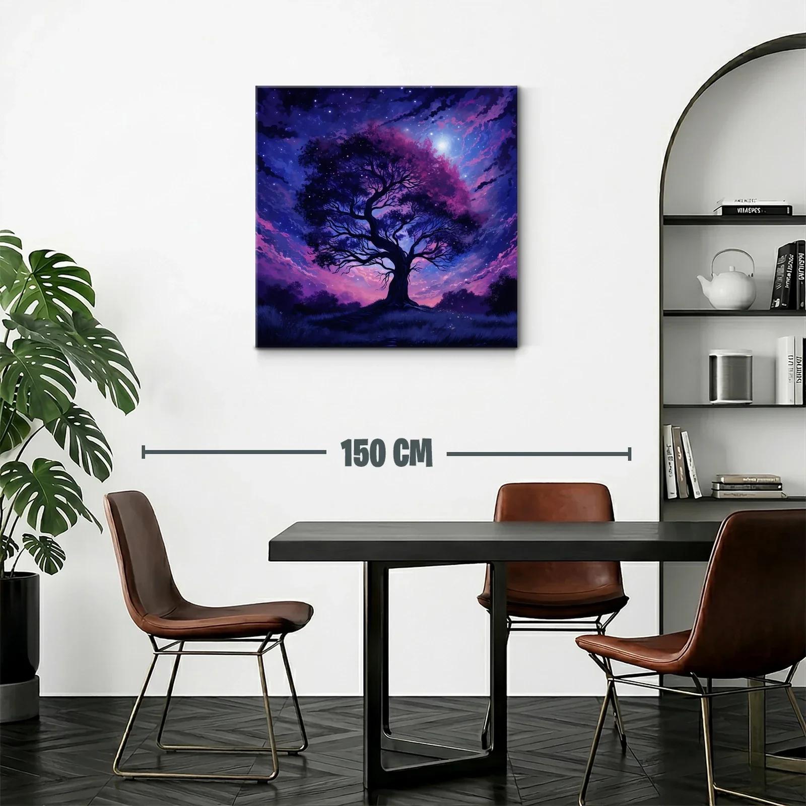 Árbol nocturno con cielo estrellado en tonos morados — miniatura 2