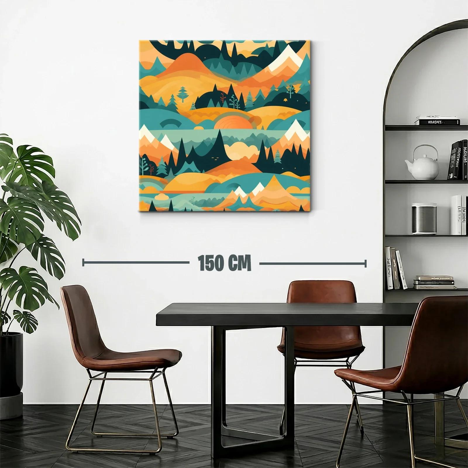 Paisaje abstracto con montañas y bosques en tonos cálidos — miniatura 2