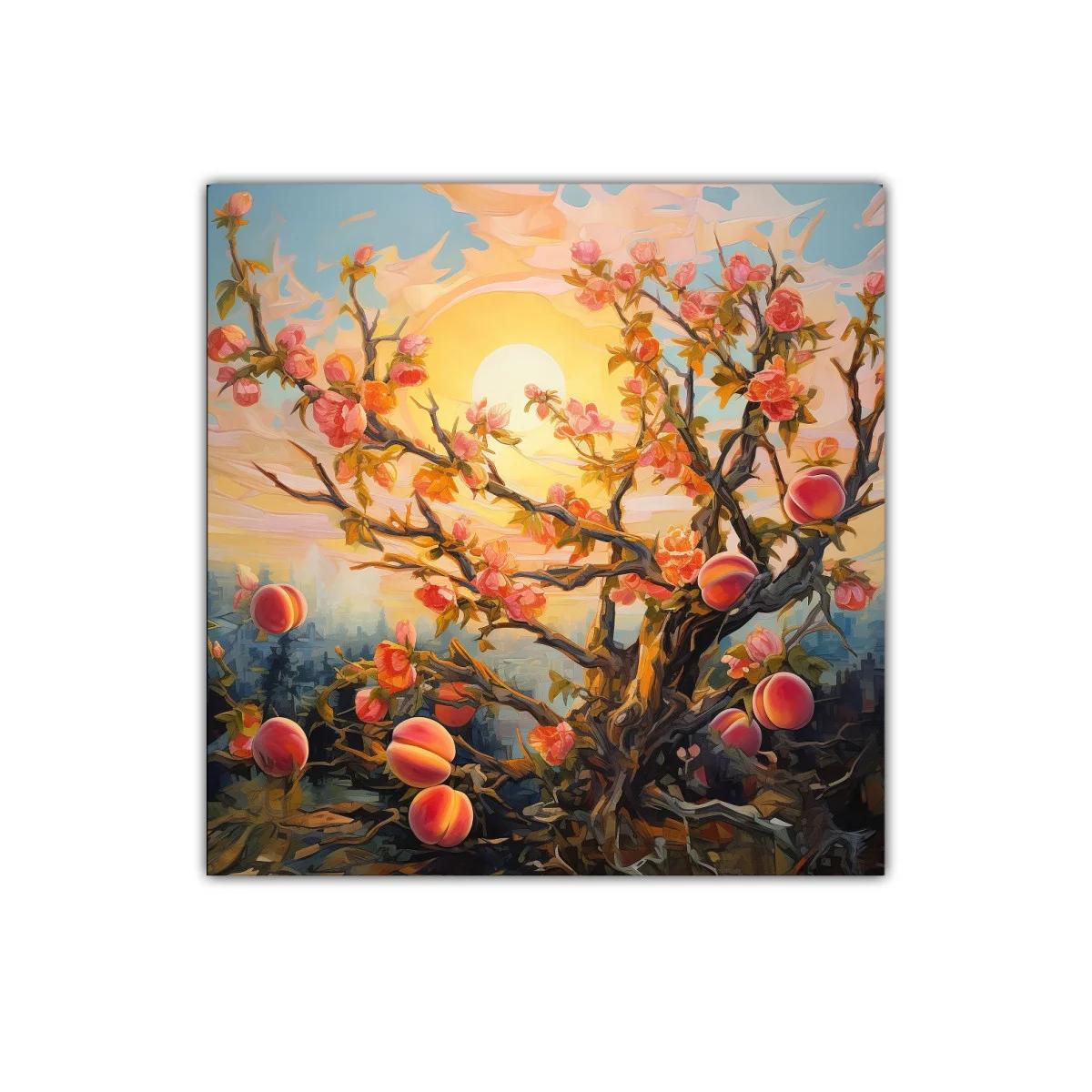 Árbol de duraznos en flor bajo la luz del atardecer — miniatura 1