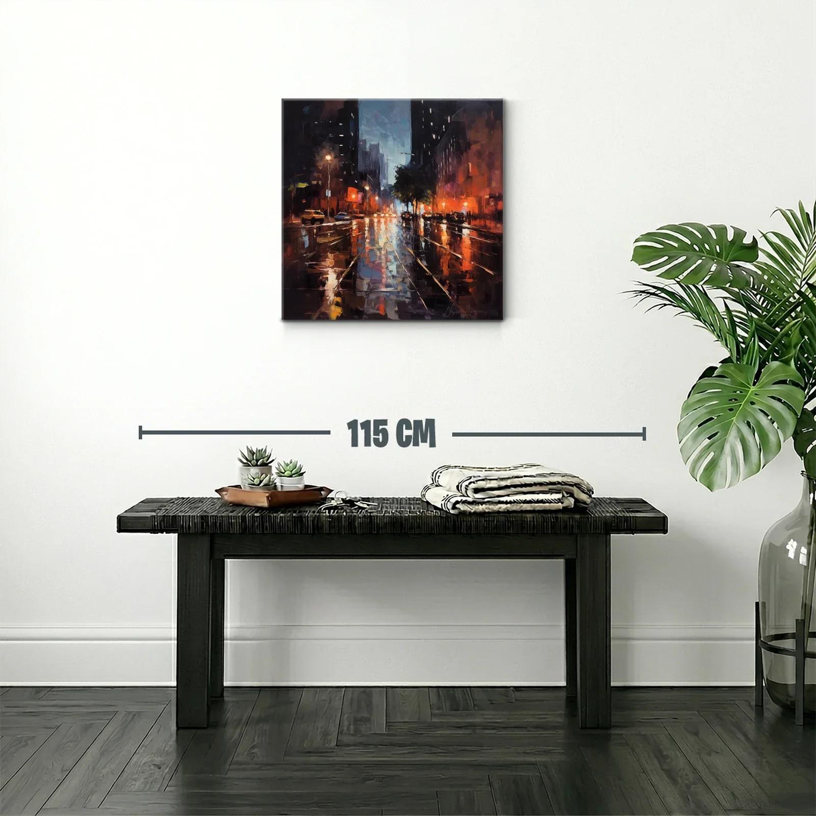 Reflejos urbanos al anochecer con luces vibrantes — miniatura 2