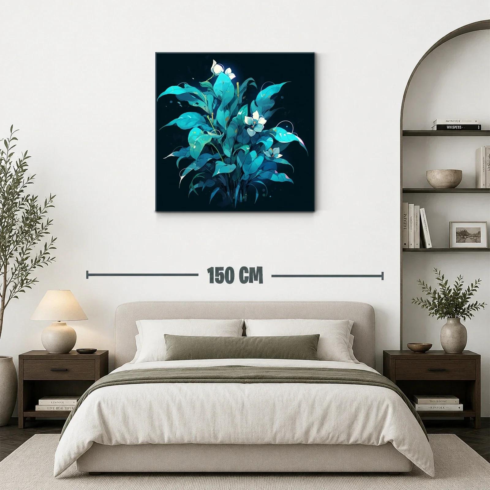 Ramo de hojas azul verdoso con flores blancas brillantes — miniatura 3