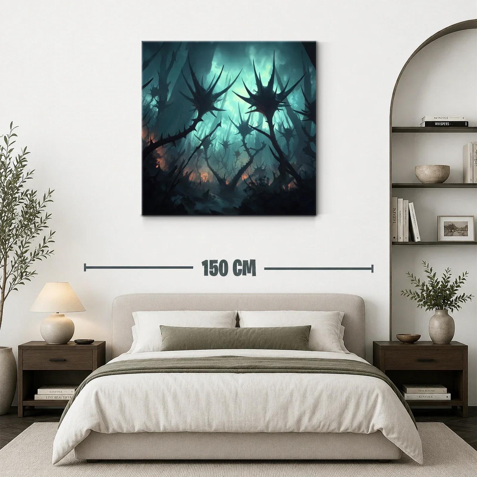 Paisaje oscuro con formas espinosas y luz tenebrosa — miniatura 3