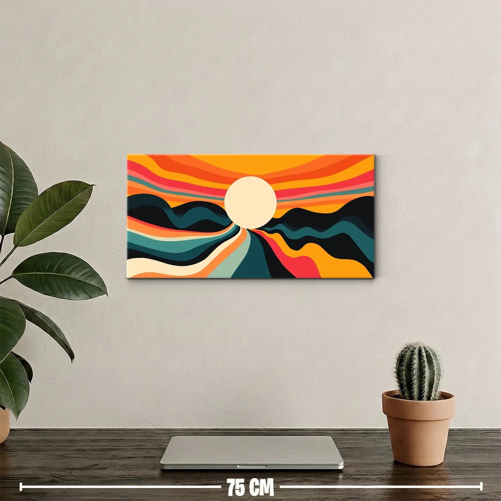 Cuadro sol sobre montañas onduladas — miniatura 2