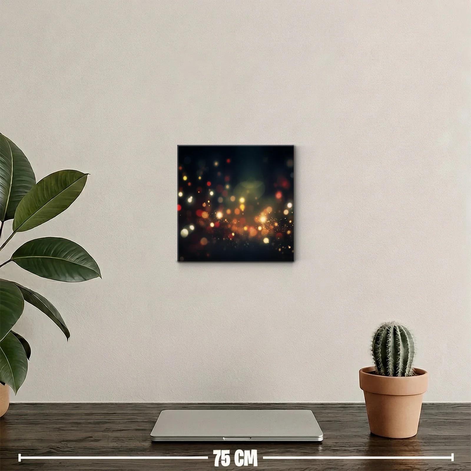 Cuadro decorativo luces abstractas en tonos dorados y rojos — miniatura 2