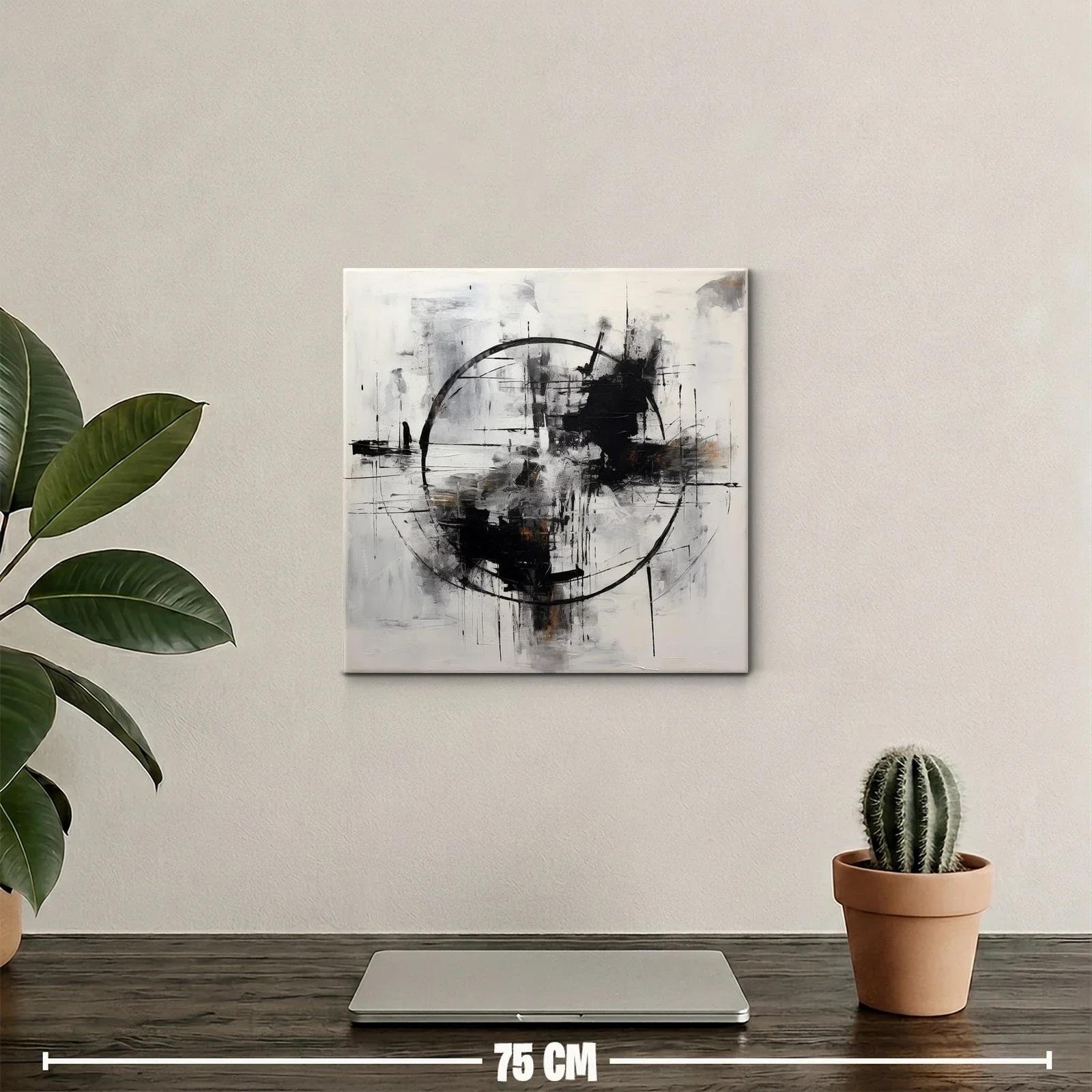 Cuadro abstracto con formas circulares y tonos neutros — miniatura 2