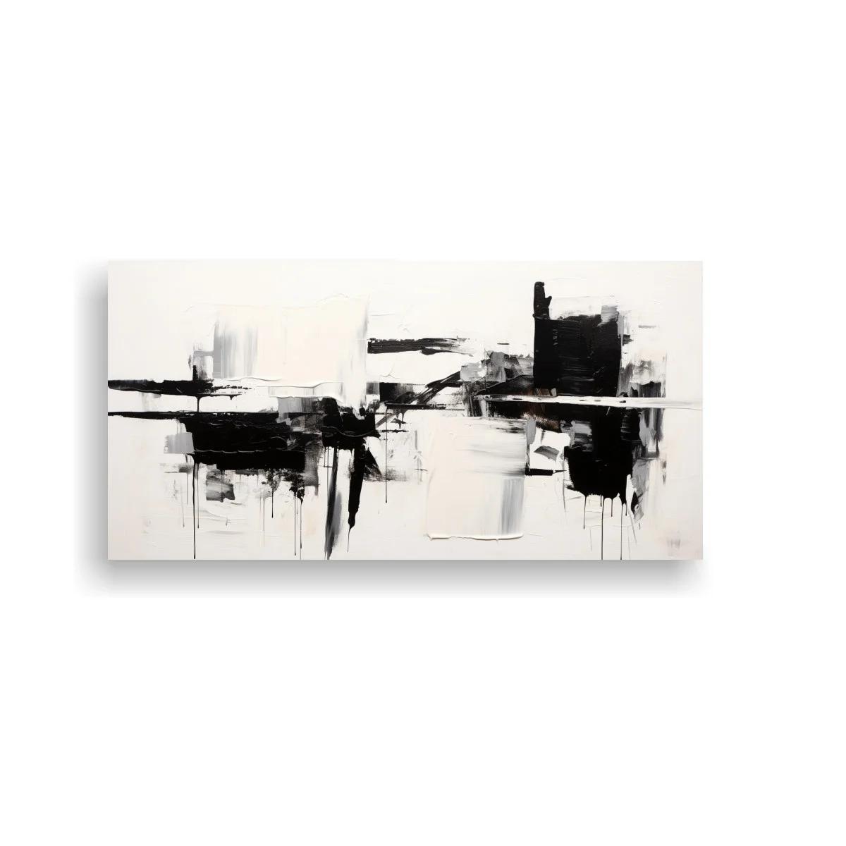 Cuadro abstracto en blanco y negro con bloques irregulares — imagen principal