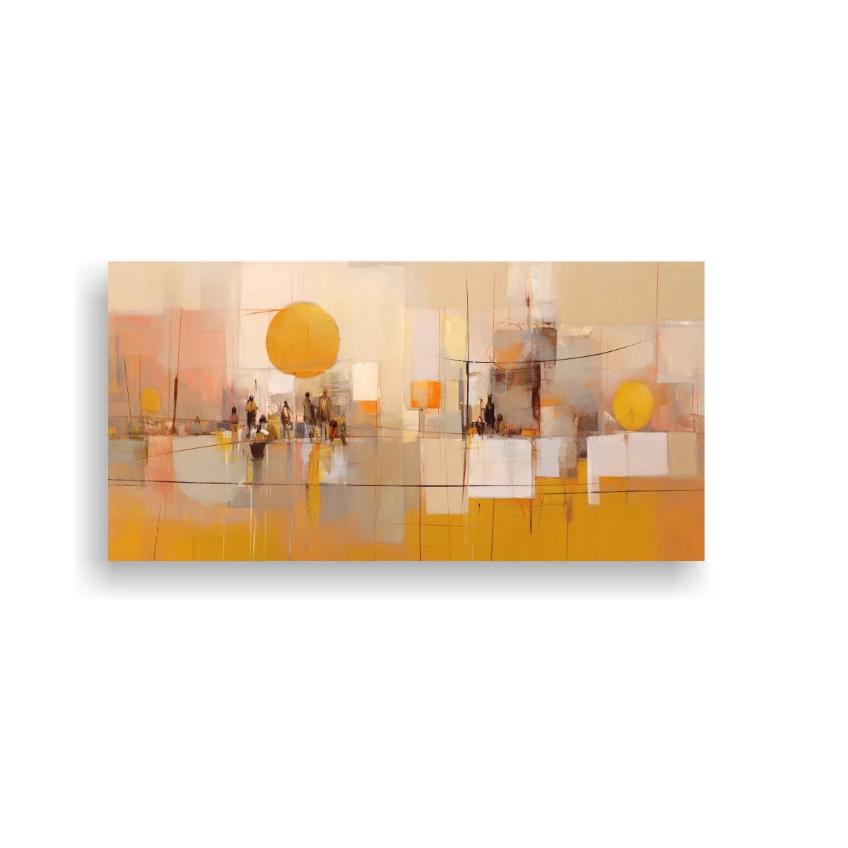 Cuadro paisaje urbano abstracto con figuras humanas — imagen principal